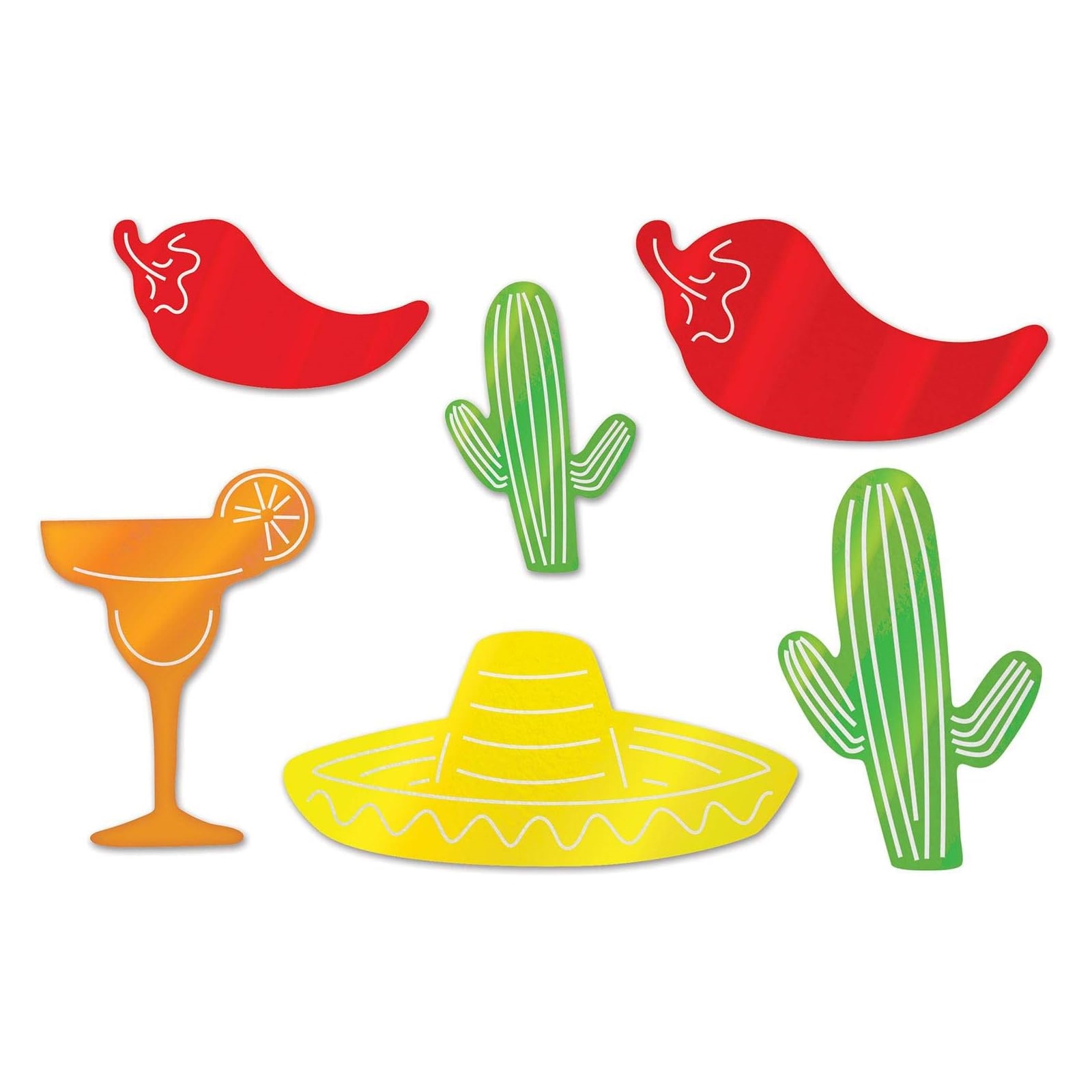 Fiesta Foil Wall Decorations (Pack of 6)