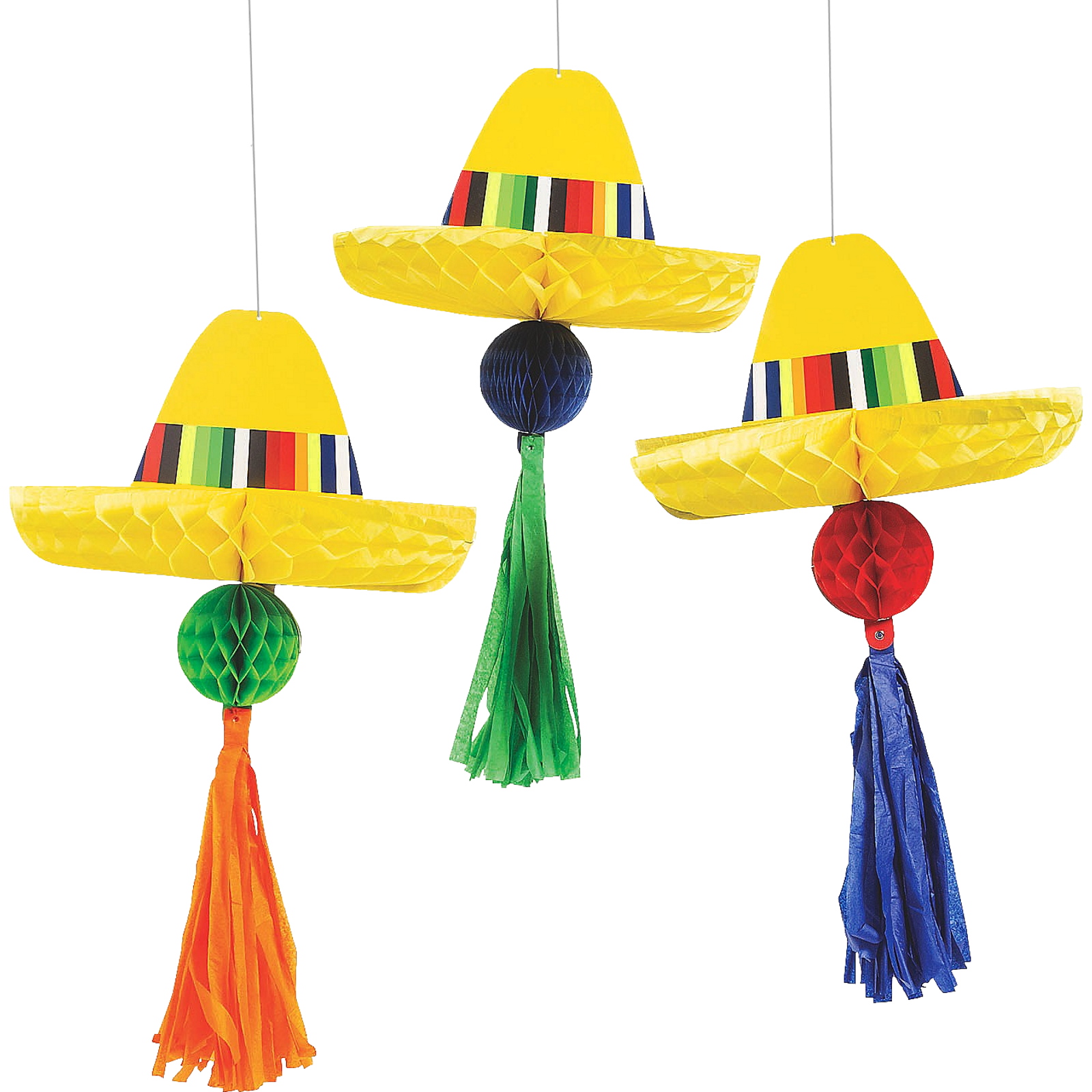Fiesta Sombrero Honeycomb Hanging Decorations (Pack of 3)