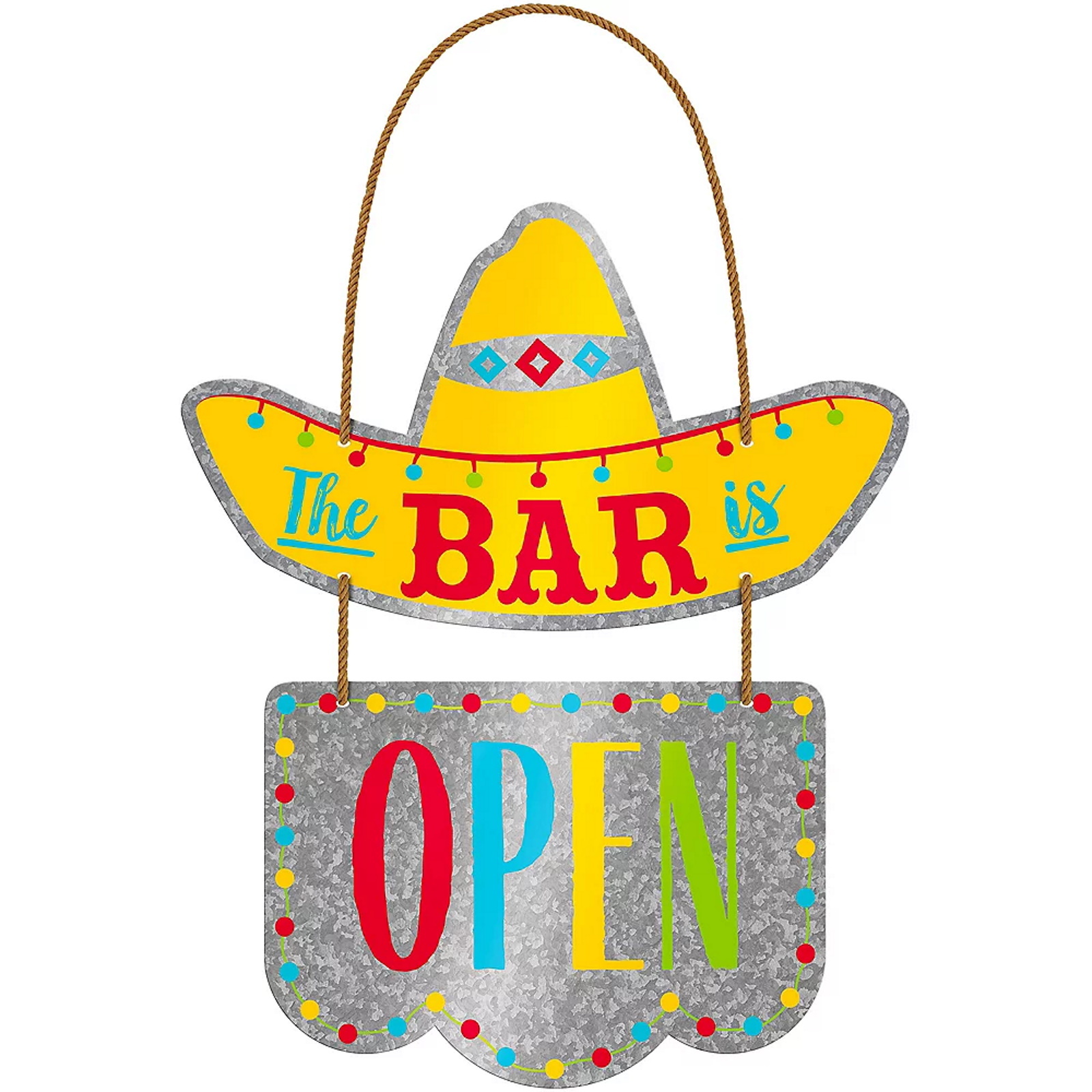 The Bar Is Open Sombrero Metal Hanging Sign