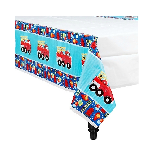 Fire Engine Fun Plastic Tablecloth