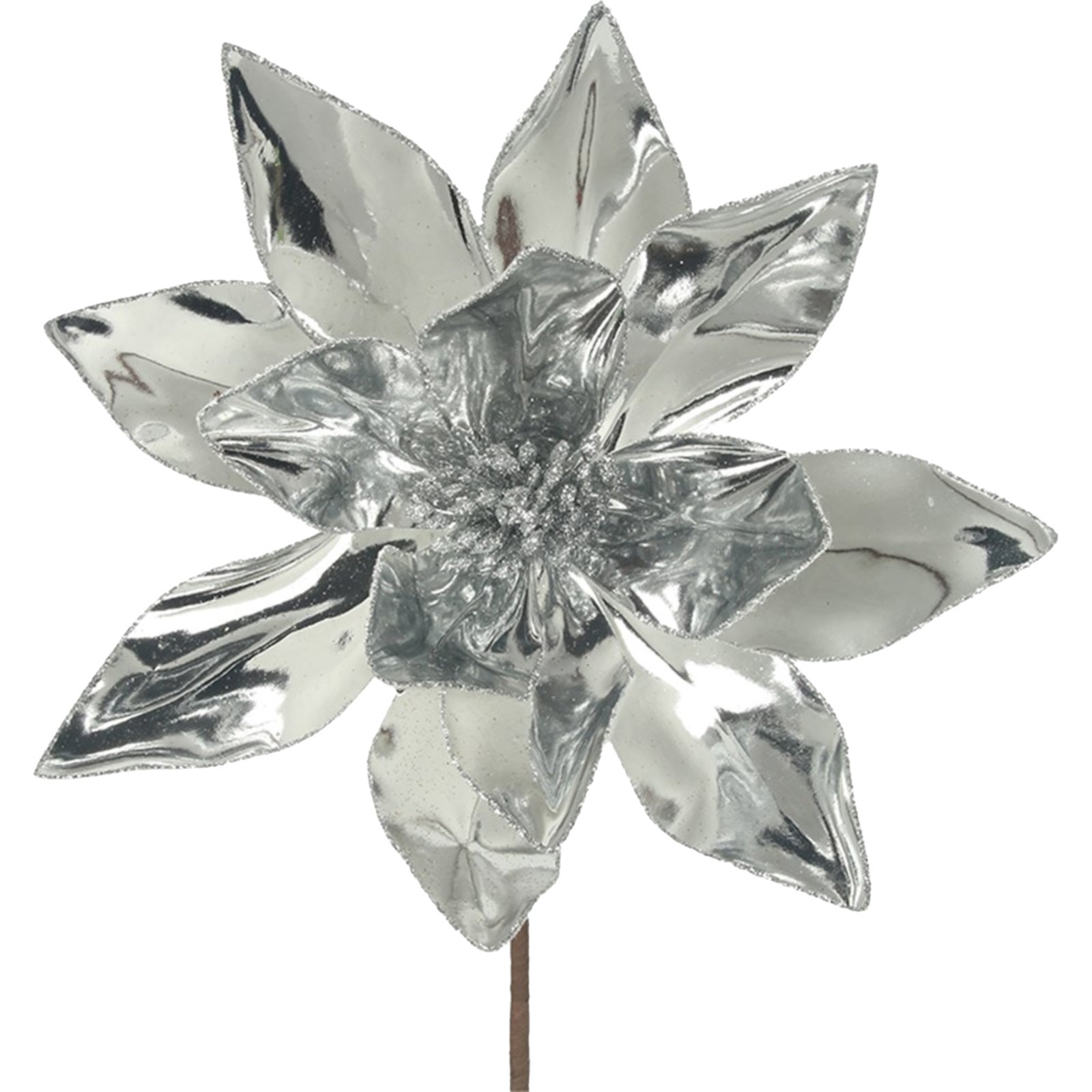 Patent Silver Poinsettia Flower Stem (1 only)