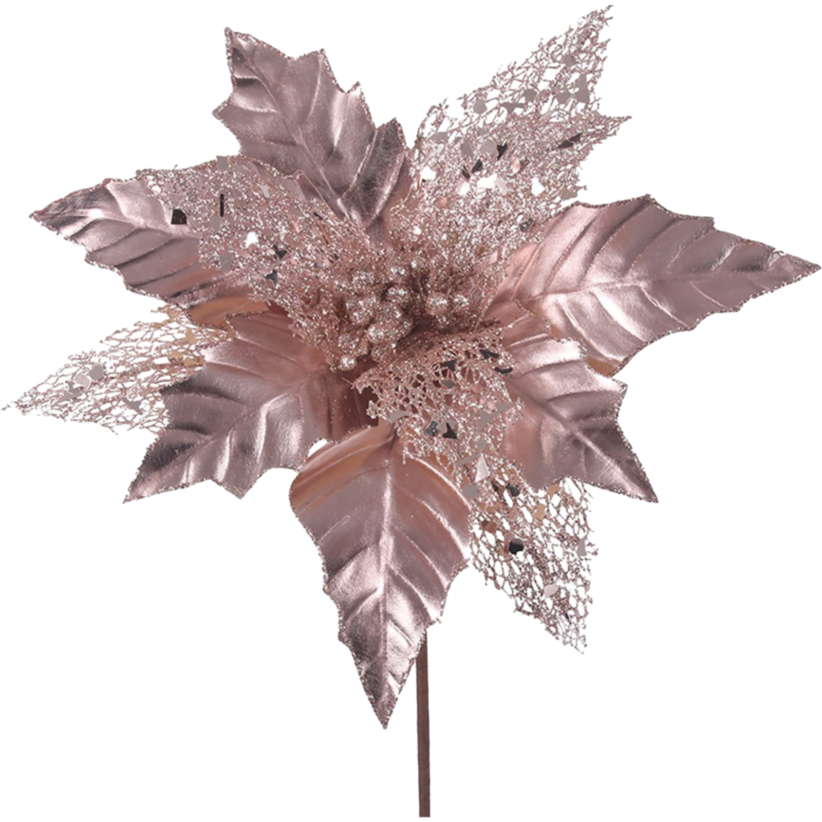 Rose Pink Poinsettia With Lace Detail (1 stem)