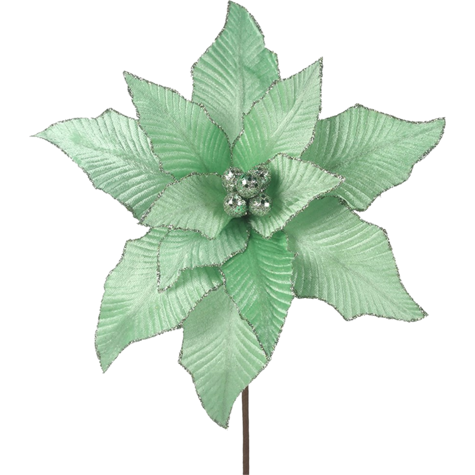 Mint Green Velour Poinsettia (1 stem)