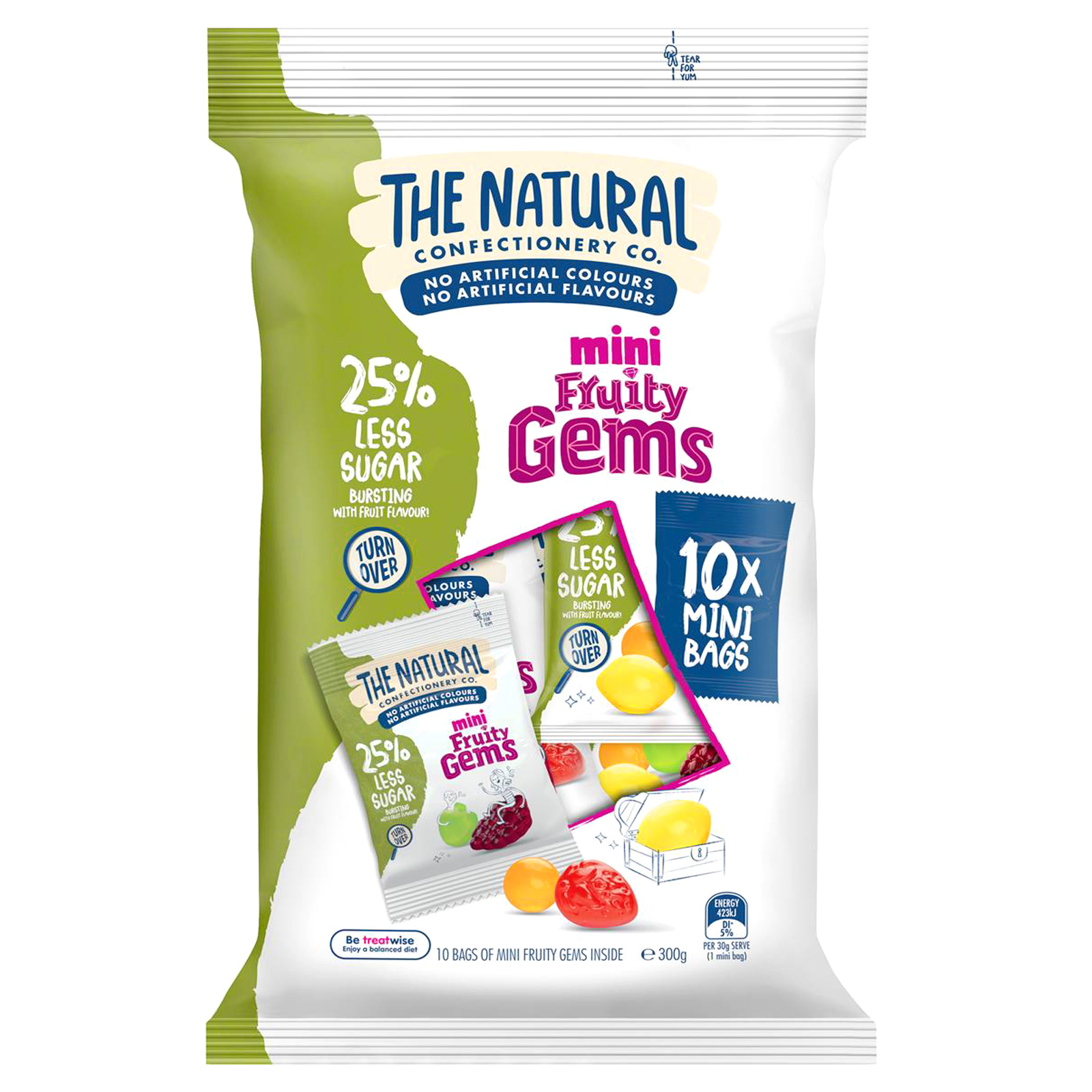 The Natural Confectionery Co. Less Sugar Mini Fruity Gems (Pack of 10)