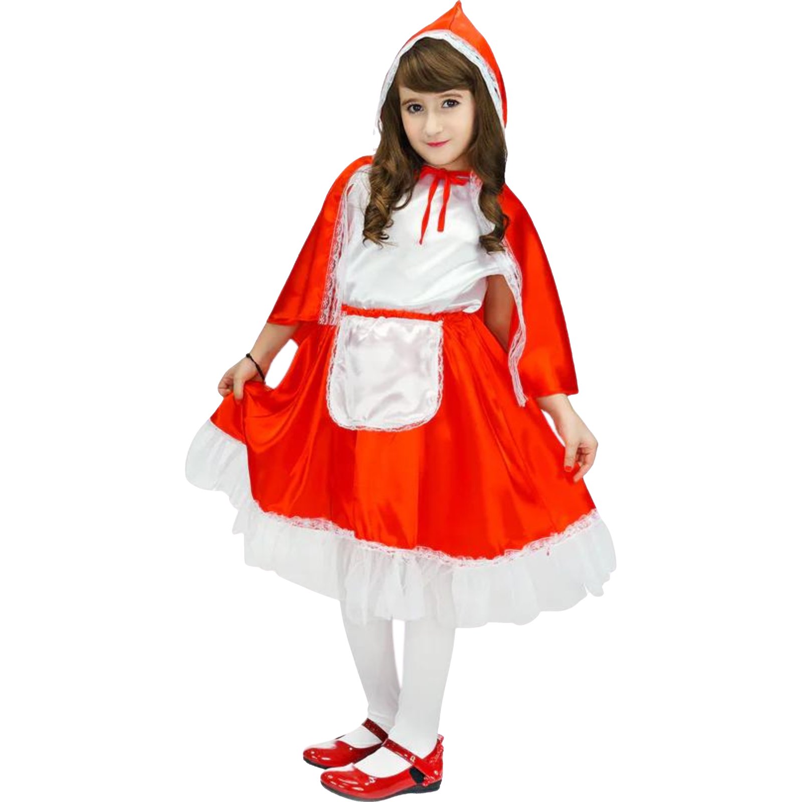 Red Hooded Cape and Dress Girls Costume