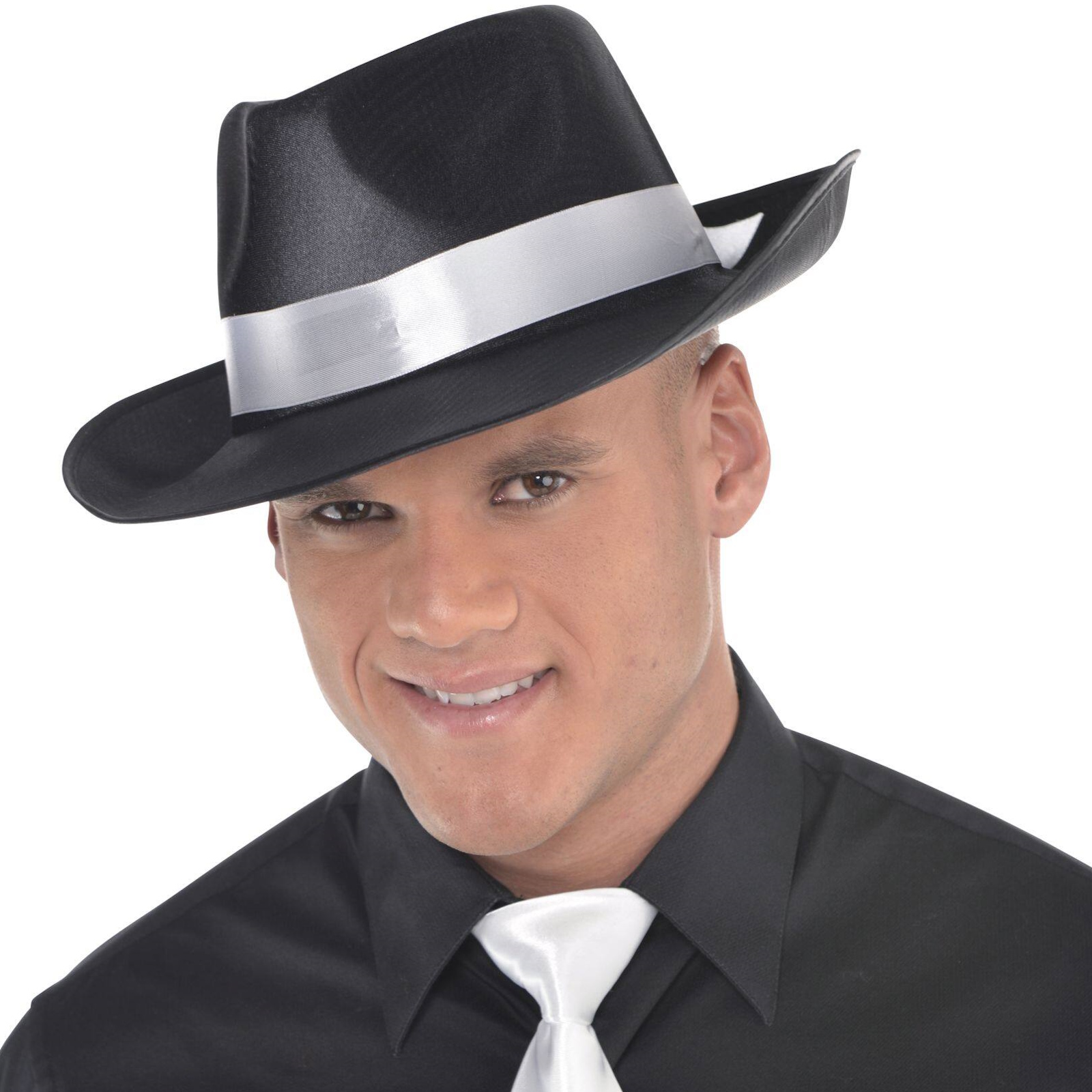 Roaring 20's Black Gangster Adult Hat with White Band