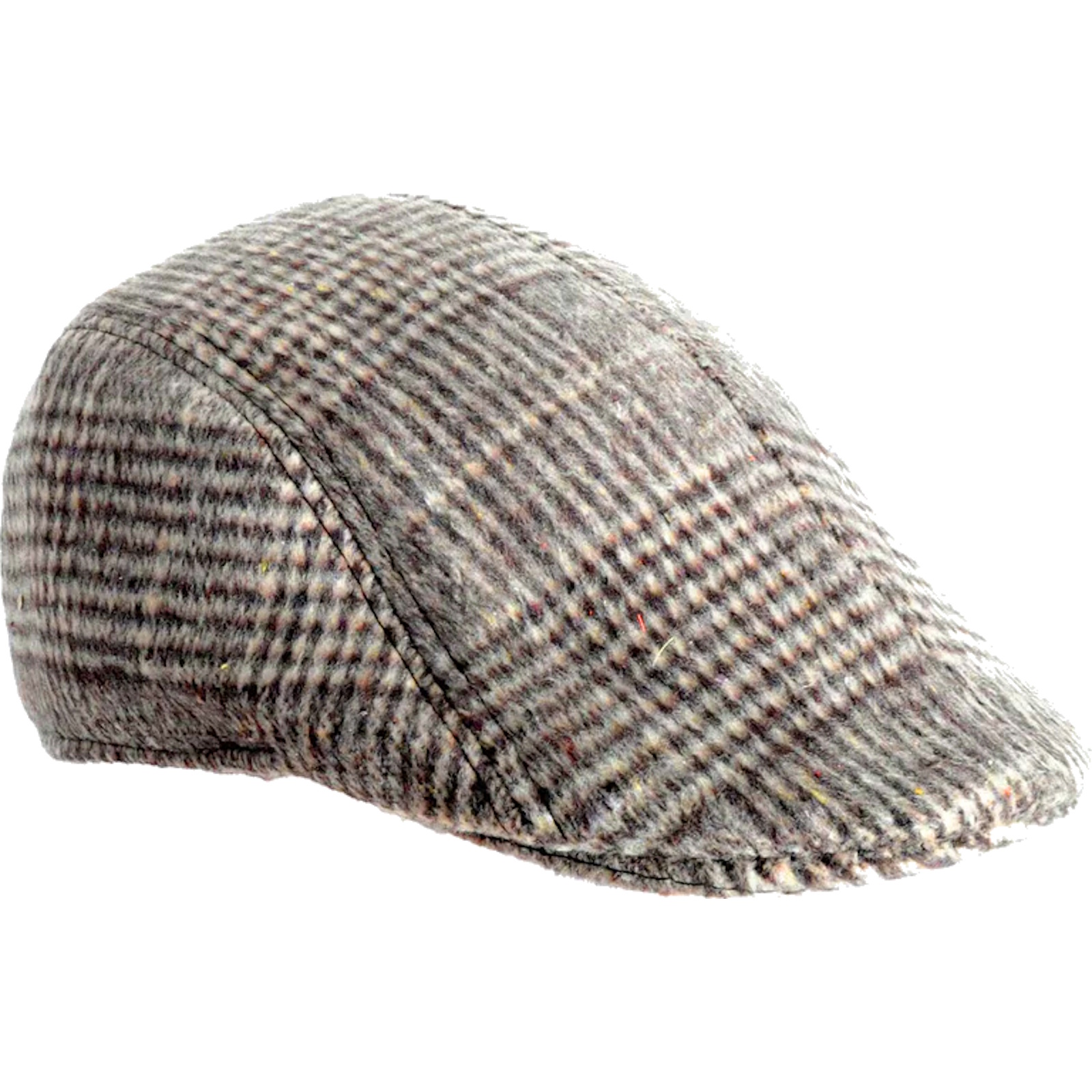 Beige Brown Felt Tweed Flat Cap