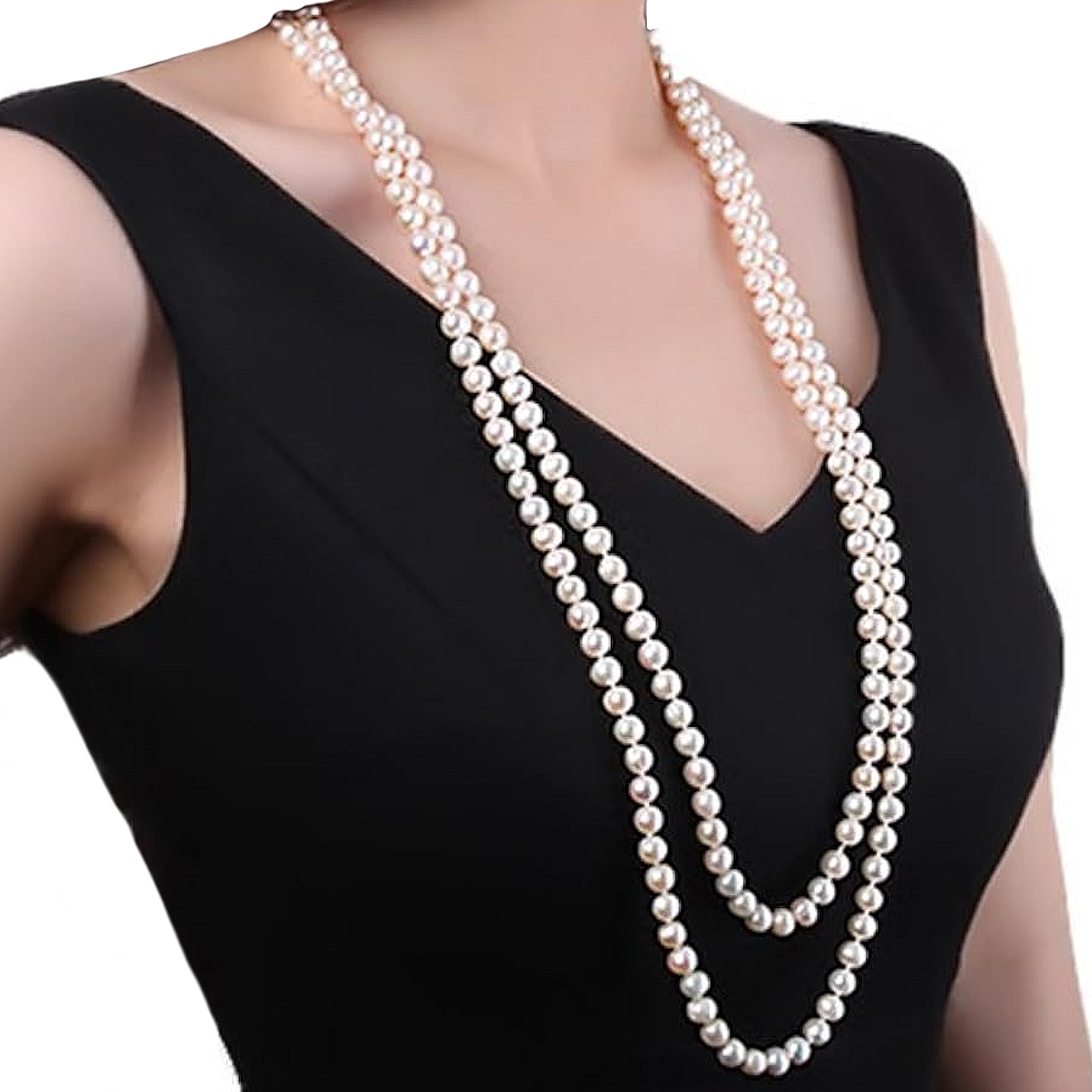 1920s Long Pearl Beaded Necklace 