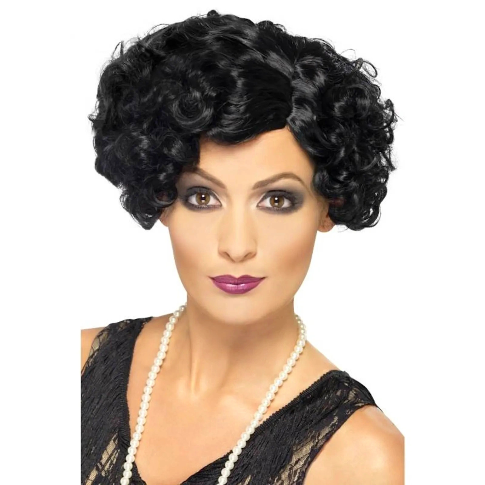 Black 20's Flirty Flapper Adult Wig