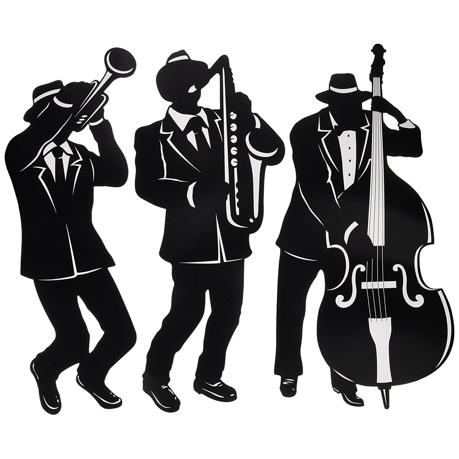 Great 20's Jazz Trio Silhouette Cutout Wall Decorations (Set of 3)