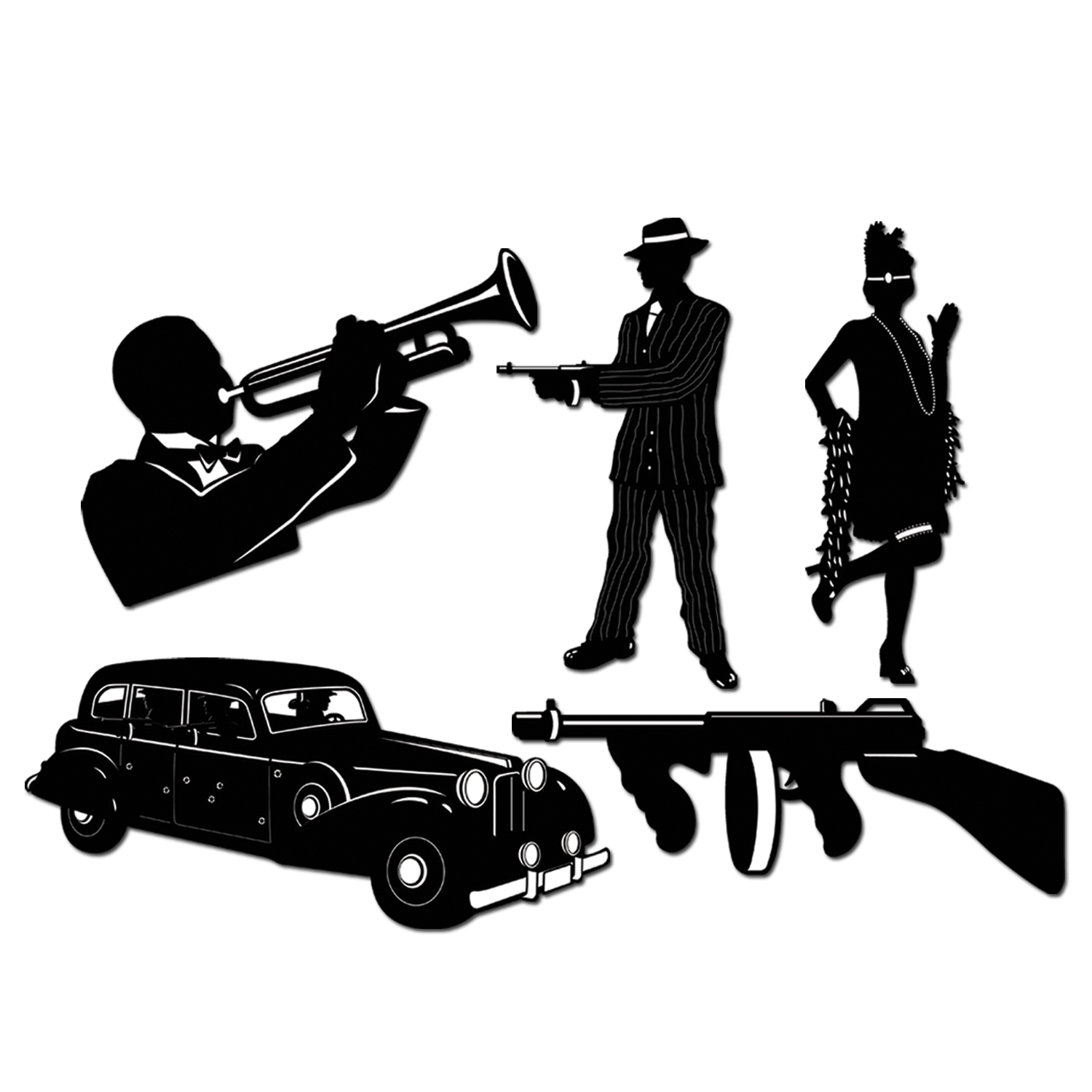 Gangster Silhouettes Cutout Decorations (Pack of 5)