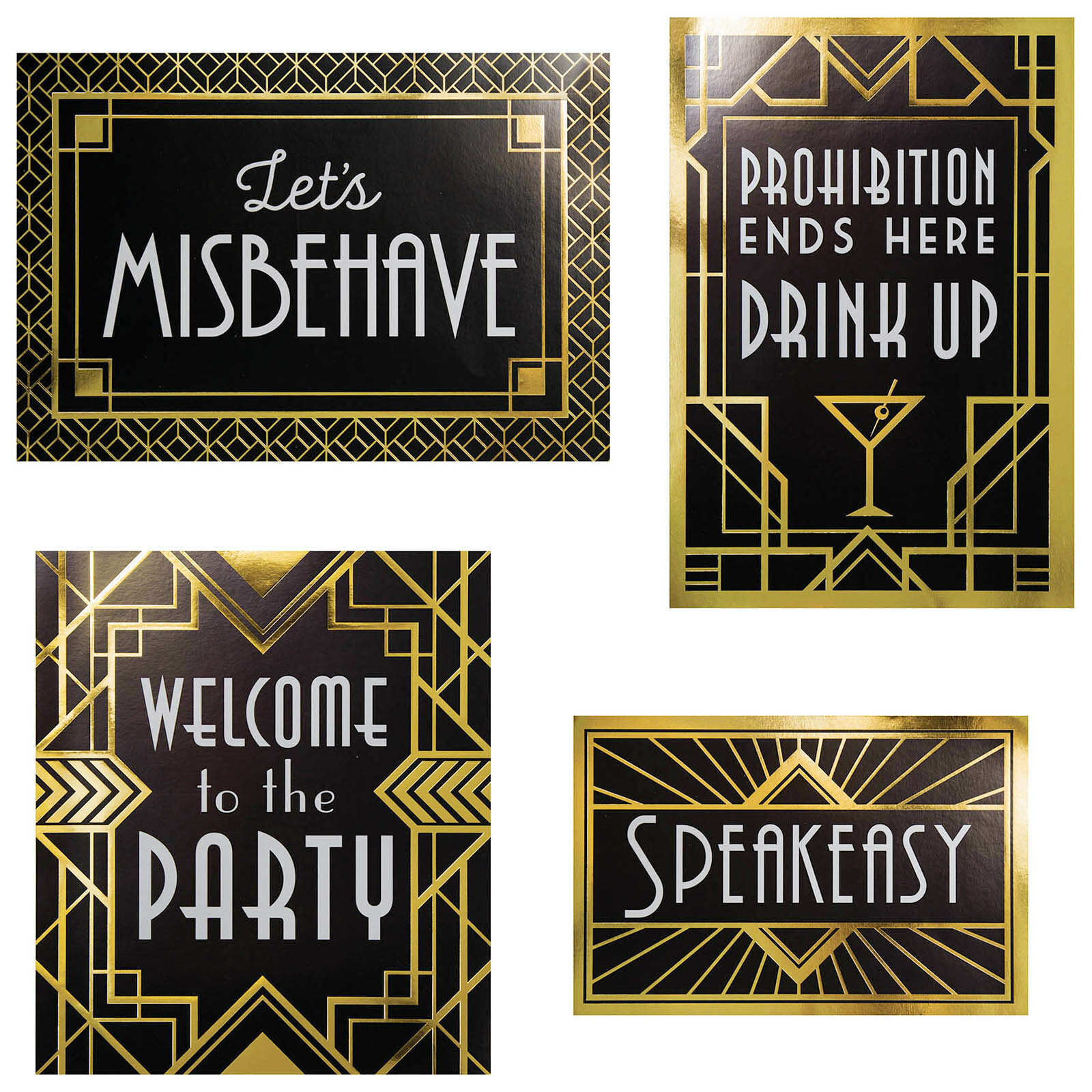 Roaring 20s Art Deco Signs (Pack of 4)