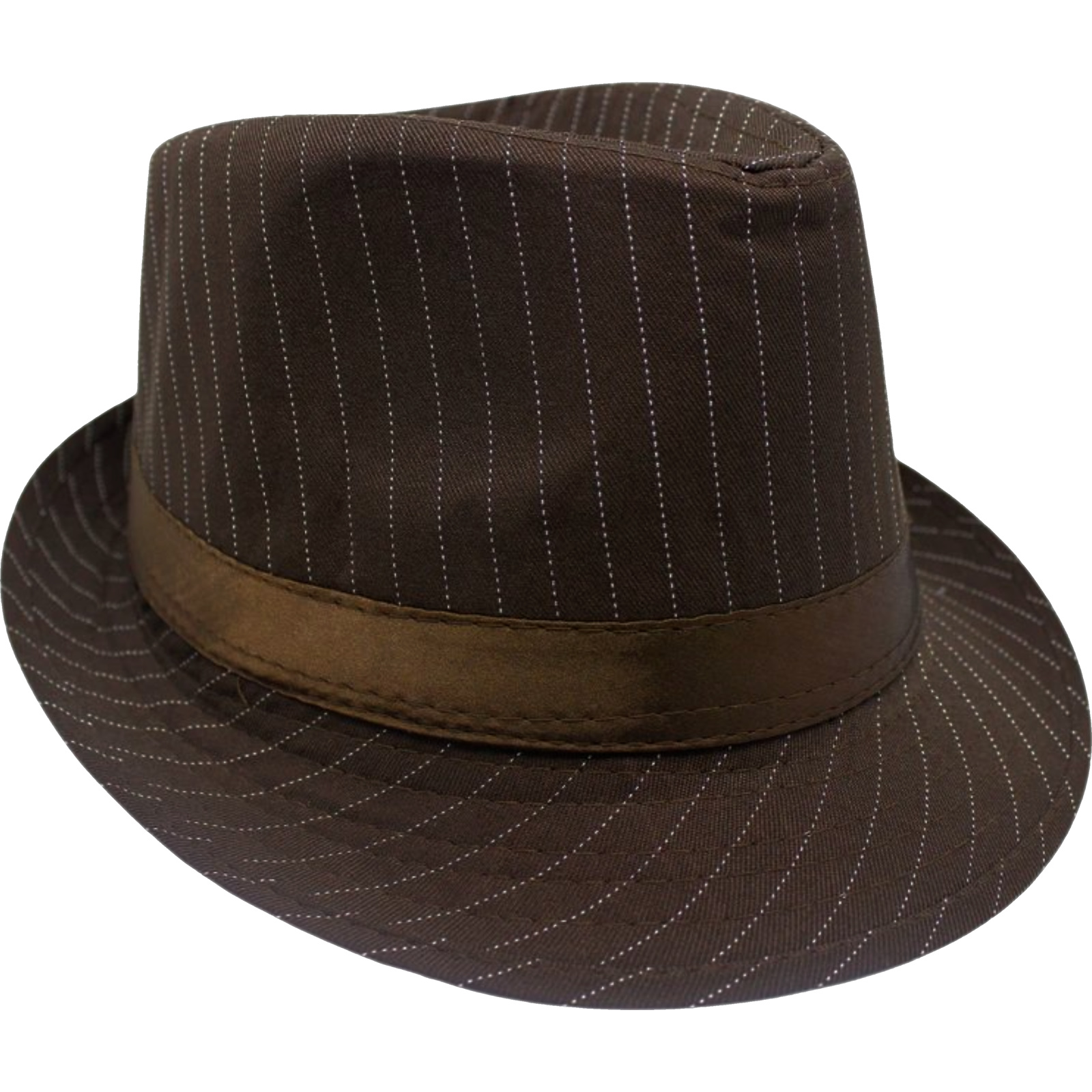 Adult Trilby Brown Pinstripe Hat