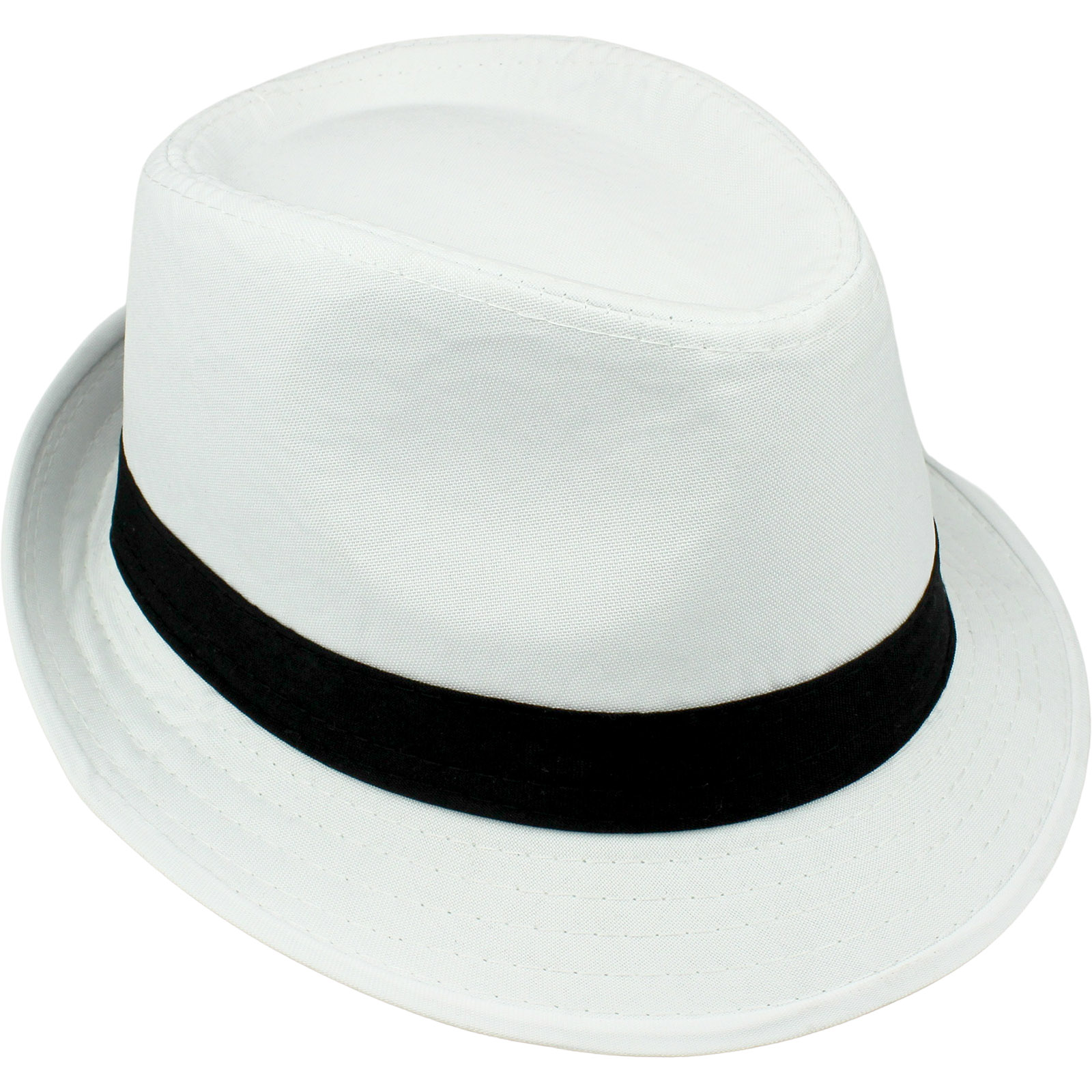 Adult Trilby White & Black Fedora Hat 