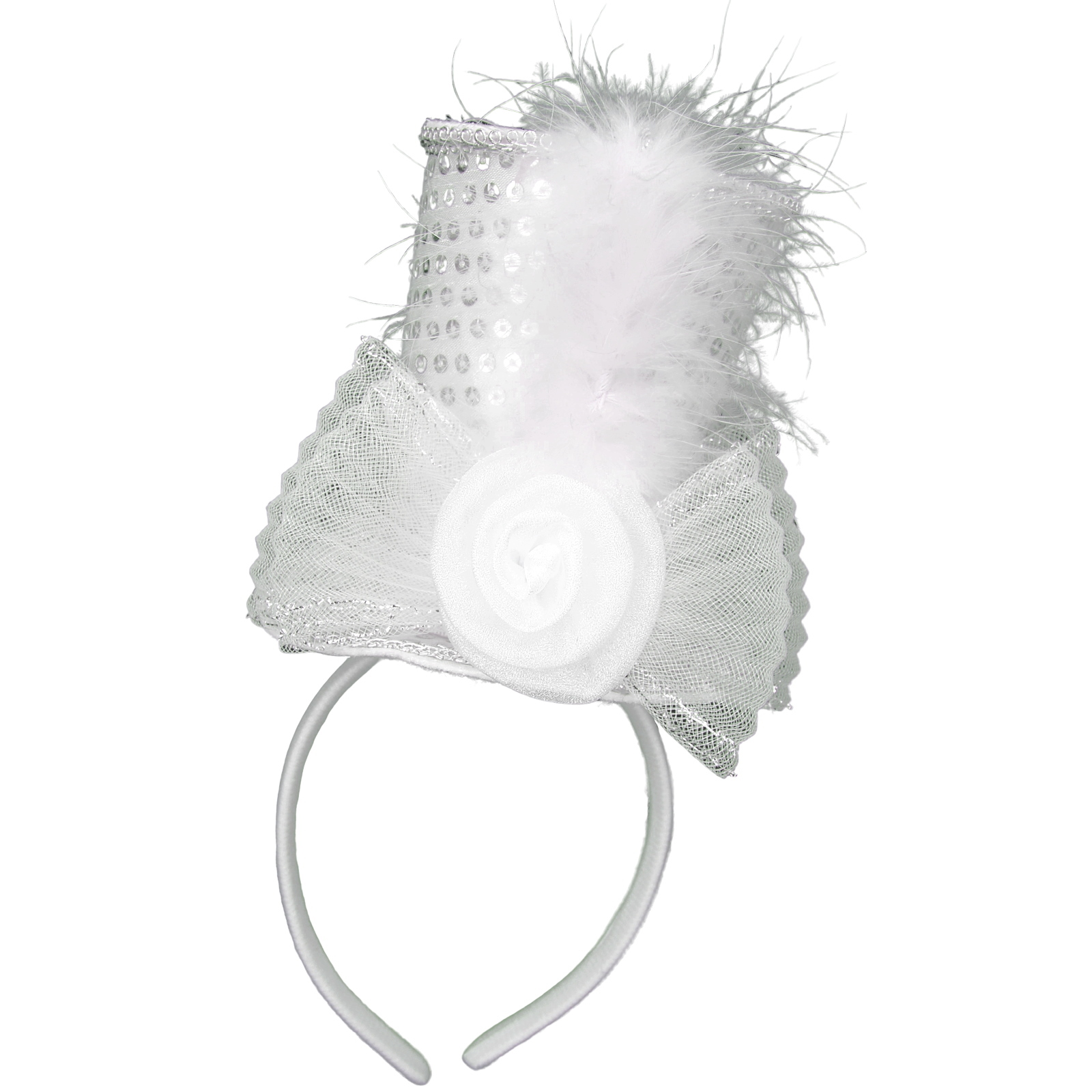 White Sequin Top Hat Headband
