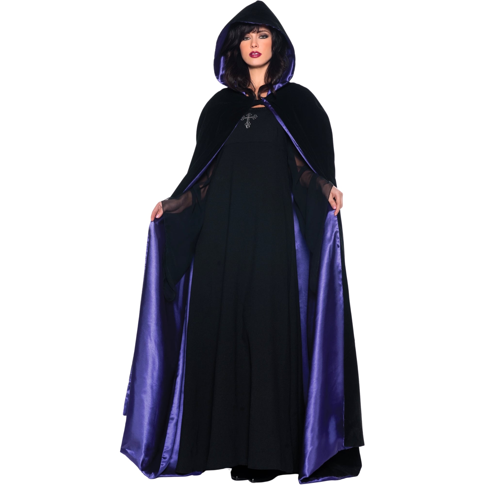 Adult Black & Purple Deluxe Velvet Cape