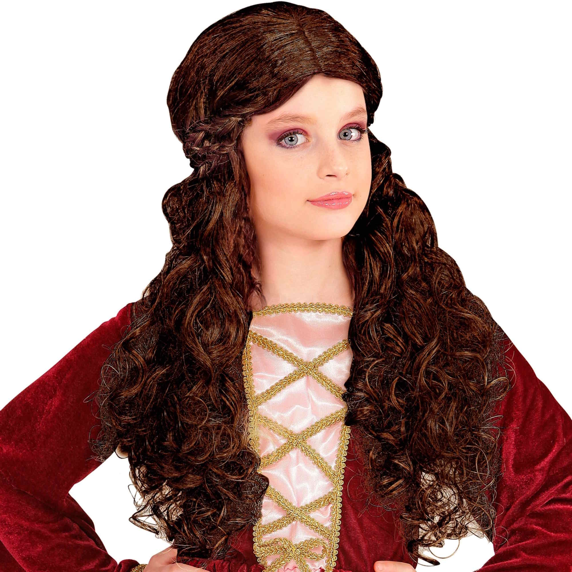 Kids Brown Medieval Wench Wig
