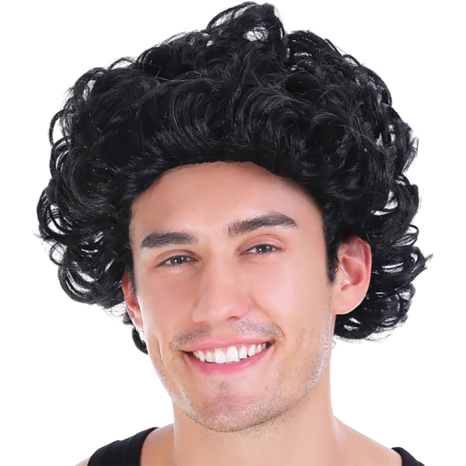 Men's Black Curly Wig