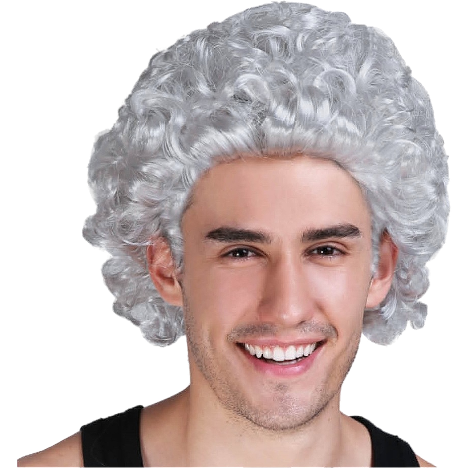 Grey Mens Curly Wig