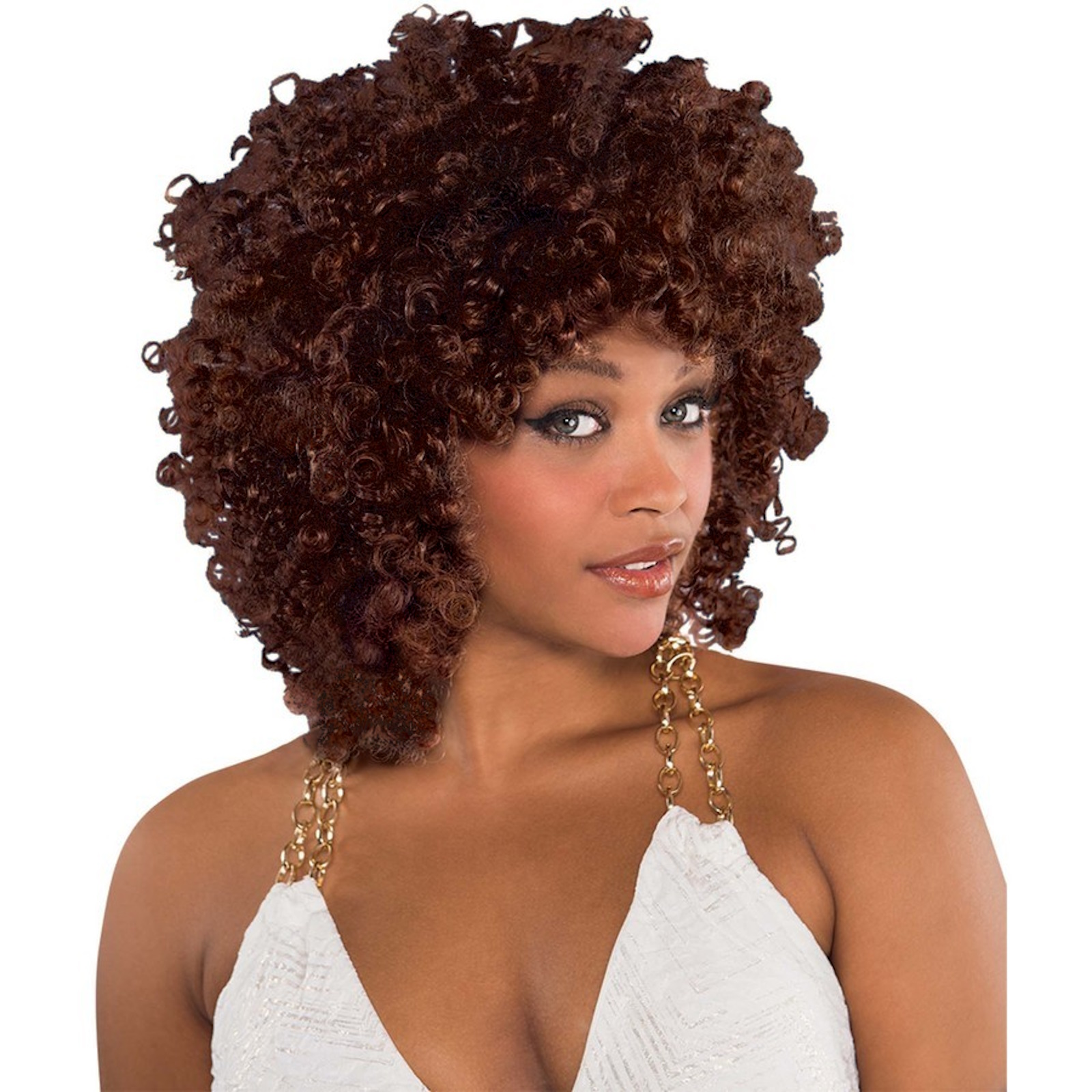 Runway Fro Curly Brown Womens Wig