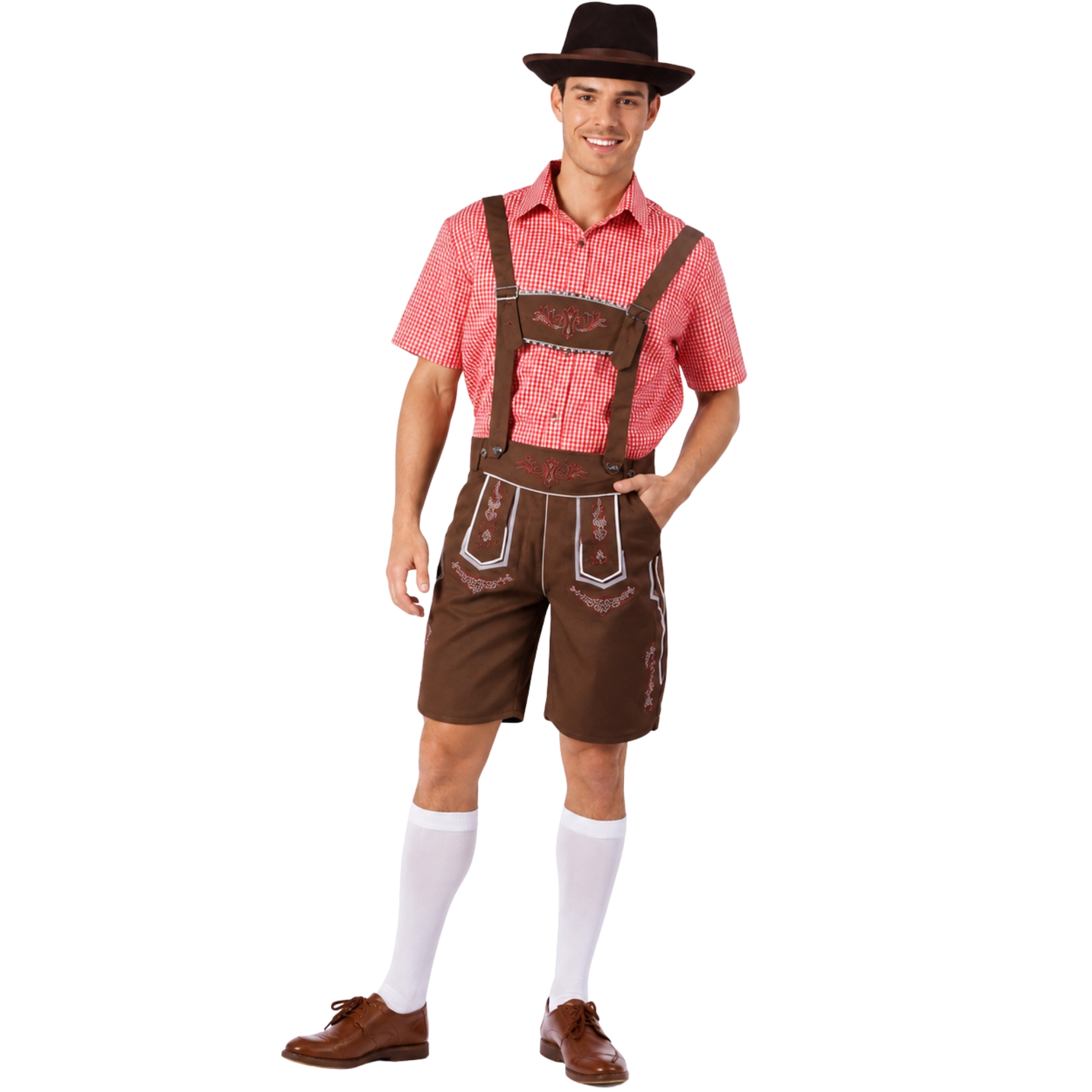 Red Checkered Beer Man Costume S-M