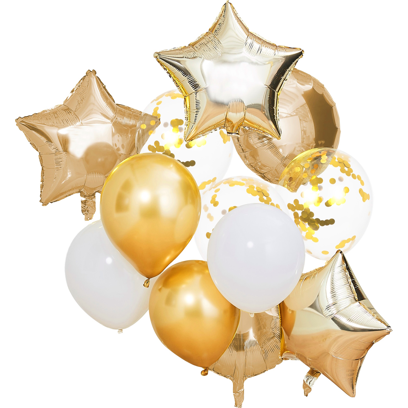 Metallic Gold Star and Confetti Balloon Bouquet (12 Balloons)