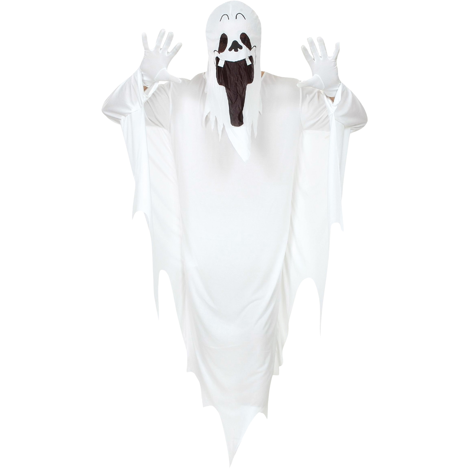 Kids Ghost Poncho With Hooded Mask Costume Medium 6-8 Years