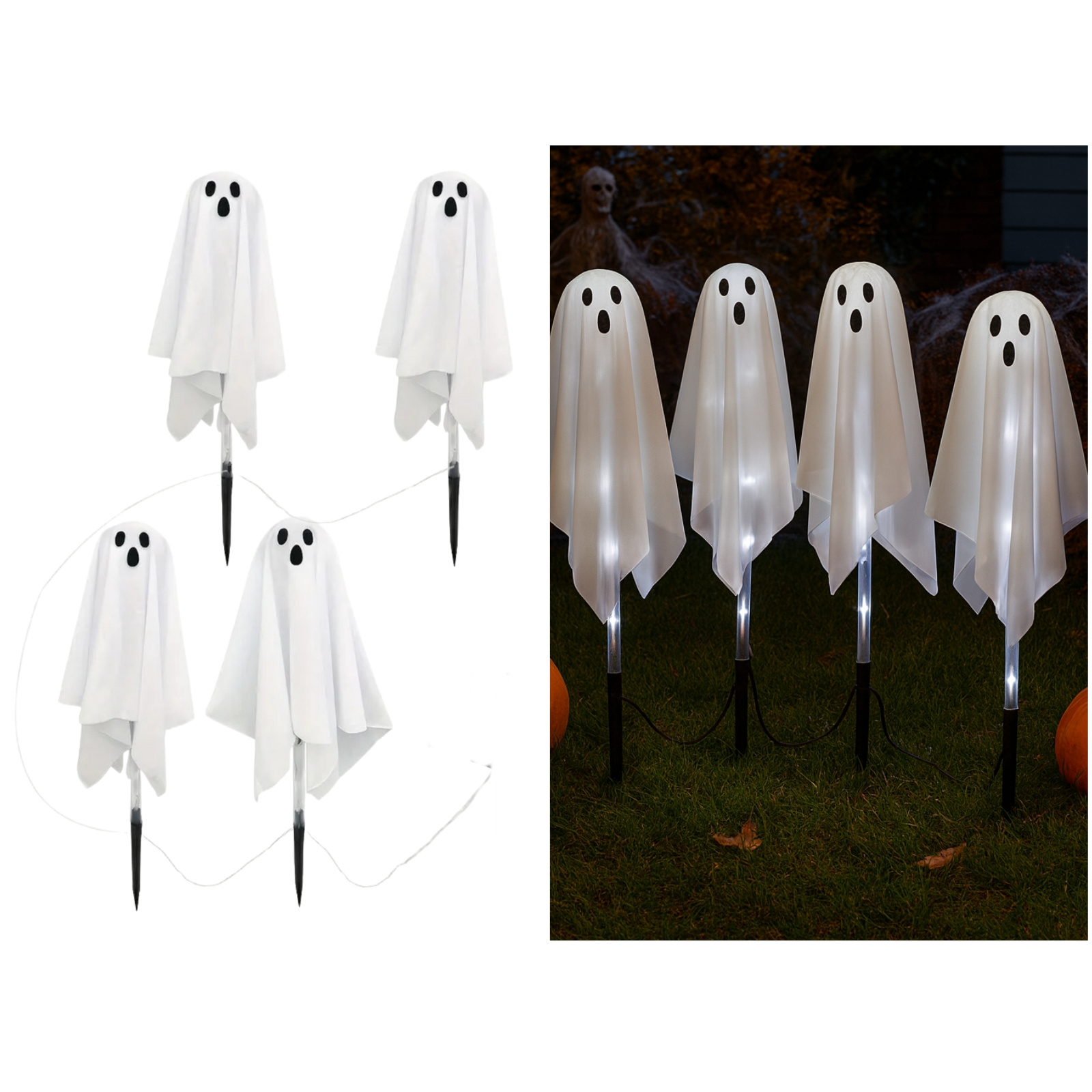 LED Halloween Ghost Pathway Lights (Pack of 4) 