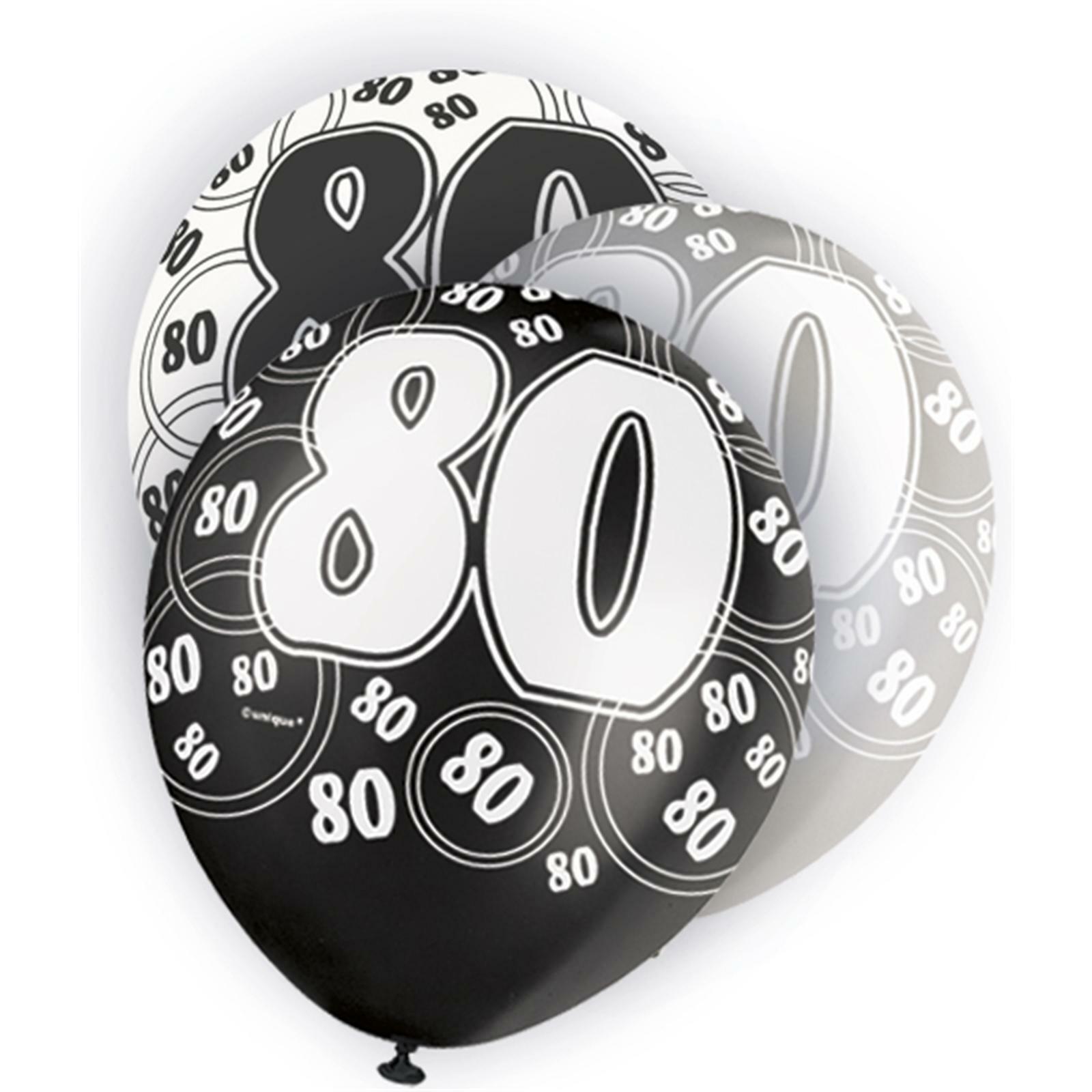 Glitz 80th Birthday Balloons (Pack of 6)