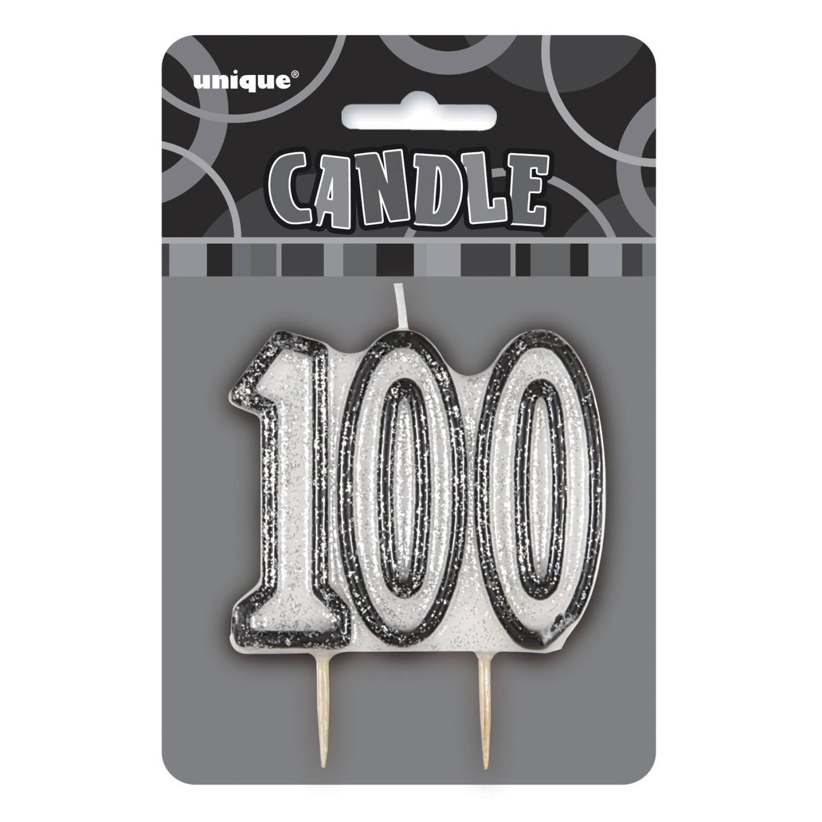 Glitz Black 100th Birthday Candle