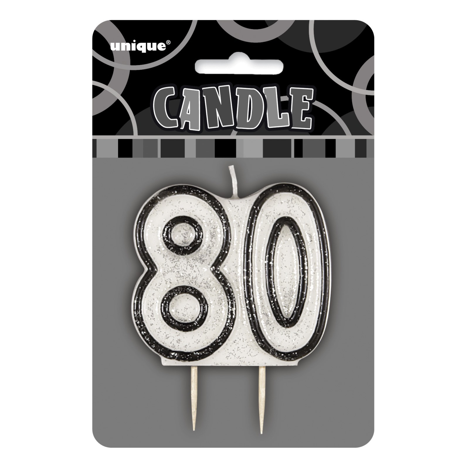 Glitz Black 80th Birthday Candle