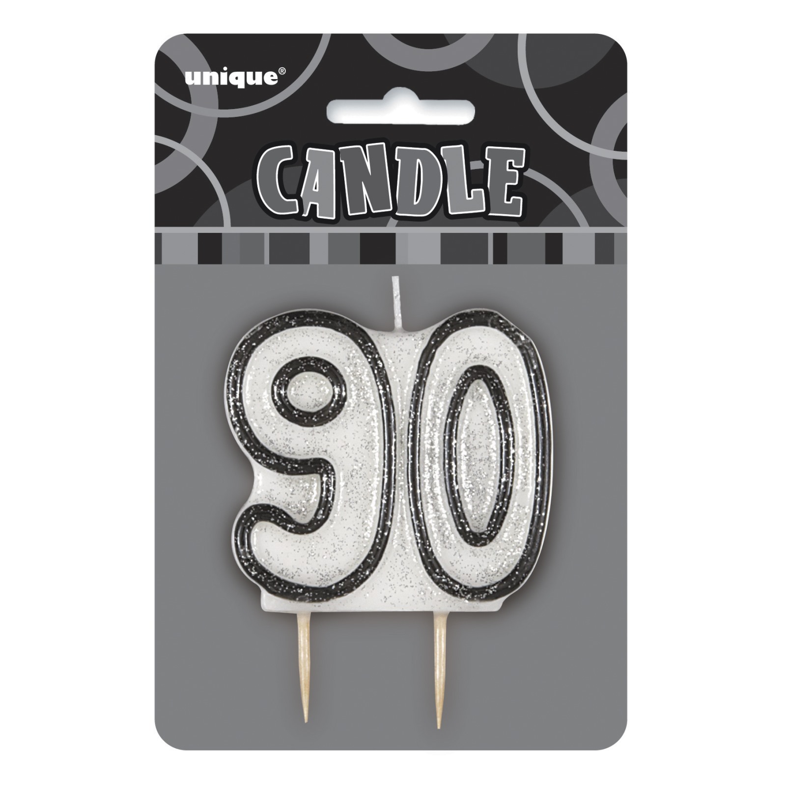 Glitz Black 90th Birthday Candle