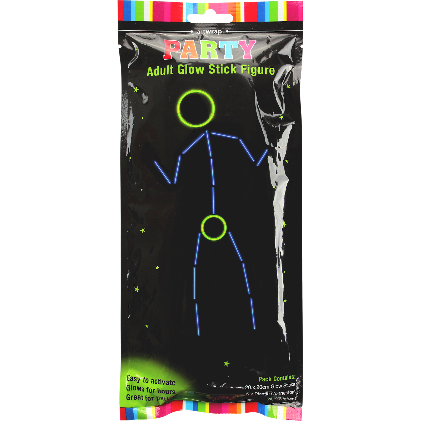Adult Glow Stick Figure Man Costume Kit