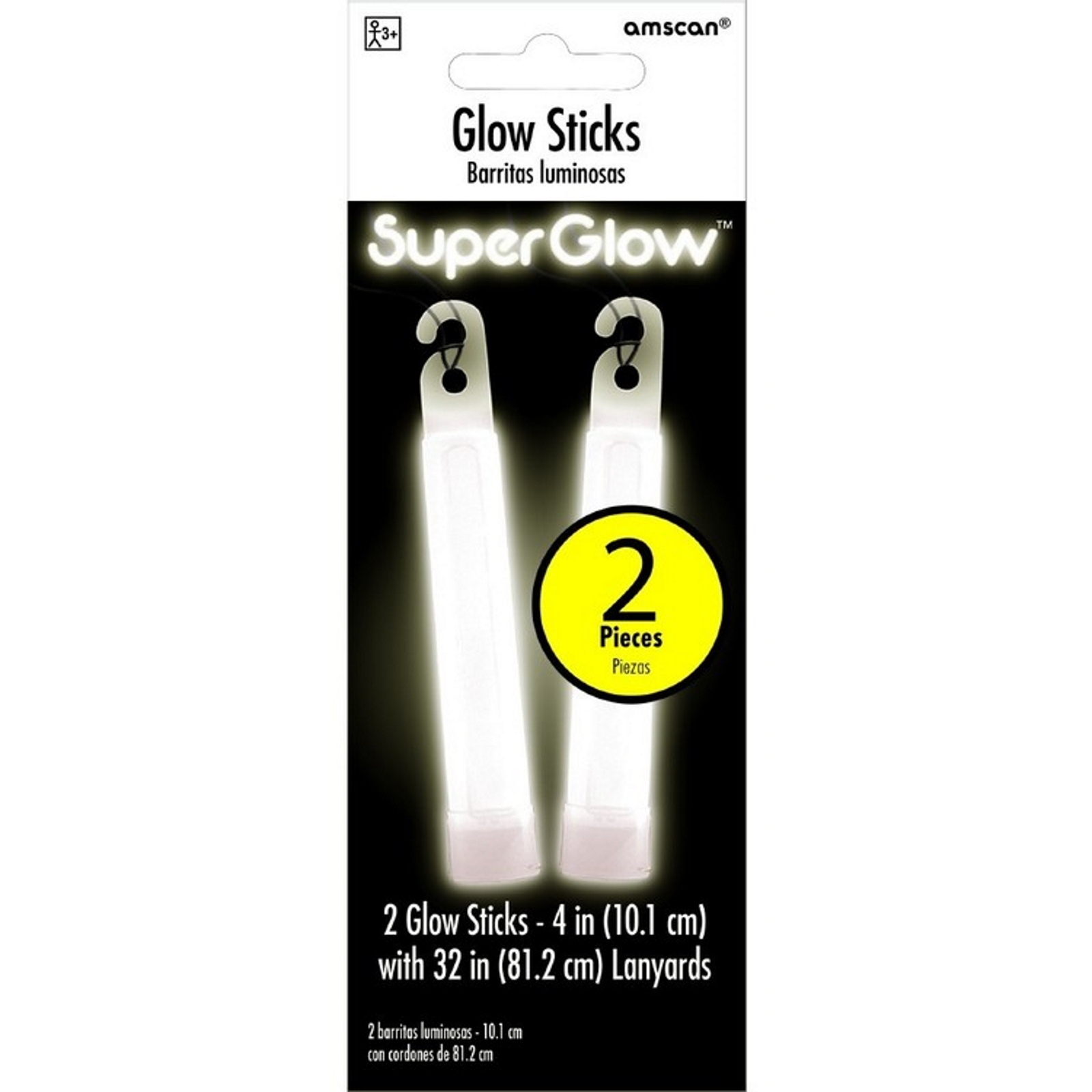 White Super Glow Stick Necklaces (Pack of 2)