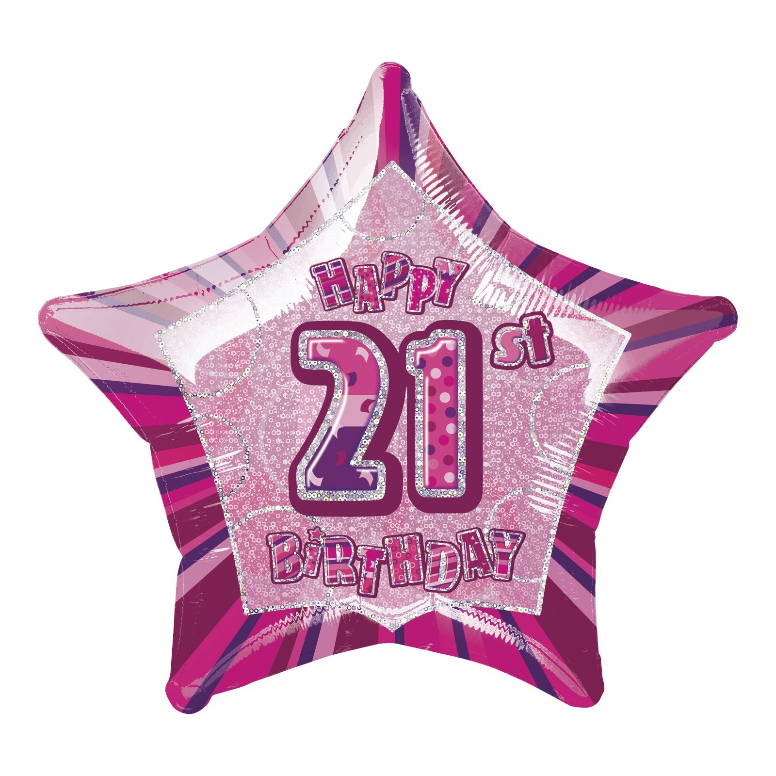 Glitz Pink 21st Birthday Helium Balloon