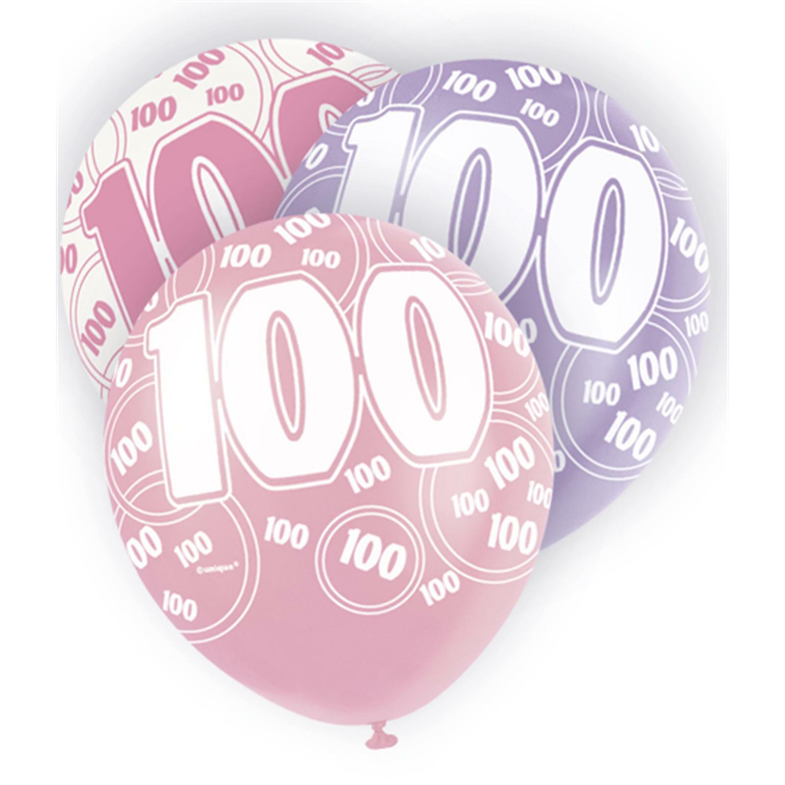 Glitz Pink 100th Birthday Balloons (Pack of 6)