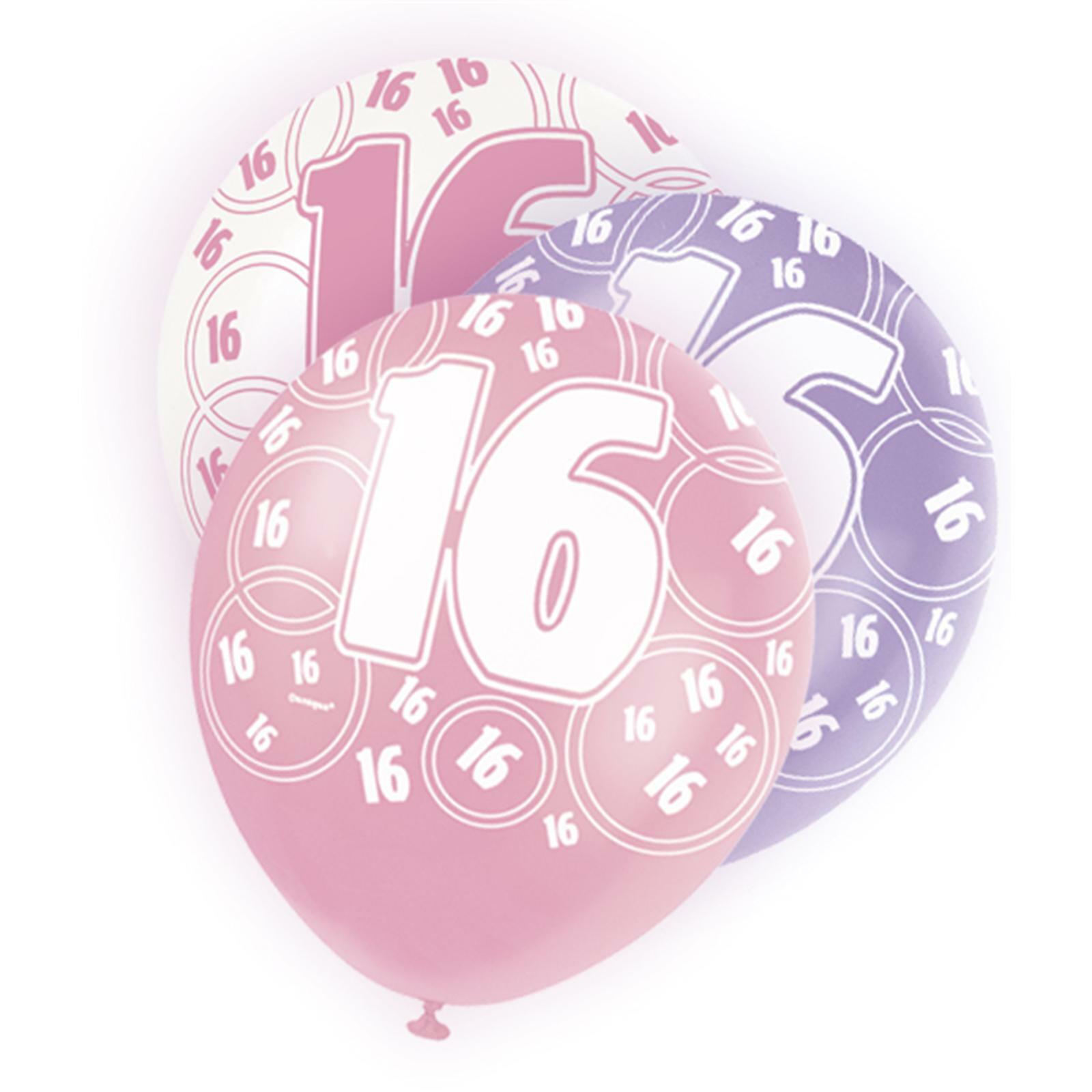 Glitz Pink 16th Birthday Balloons (Pack of 6)