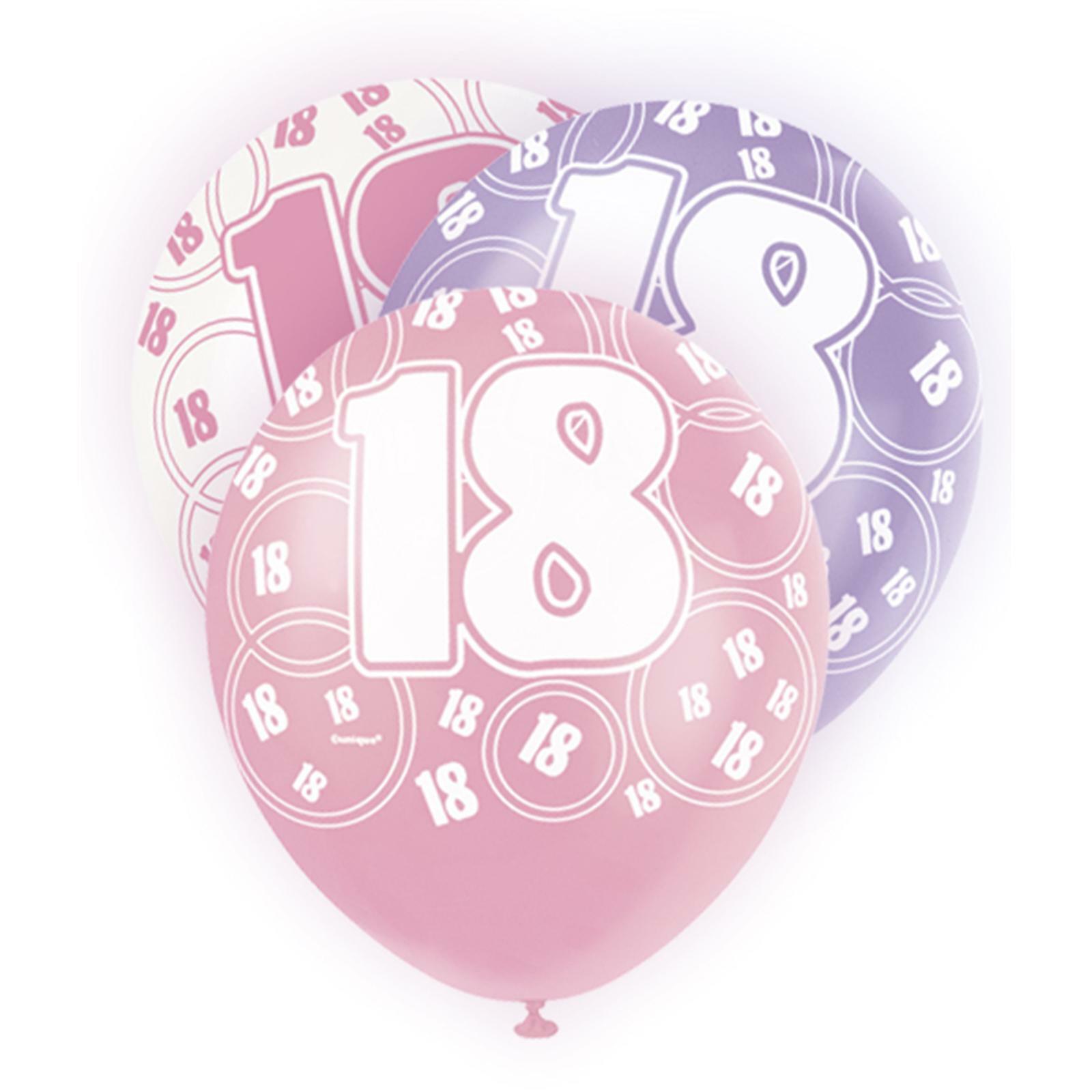 Glitz Pink 18th Birthday Balloons (Pack of 6)