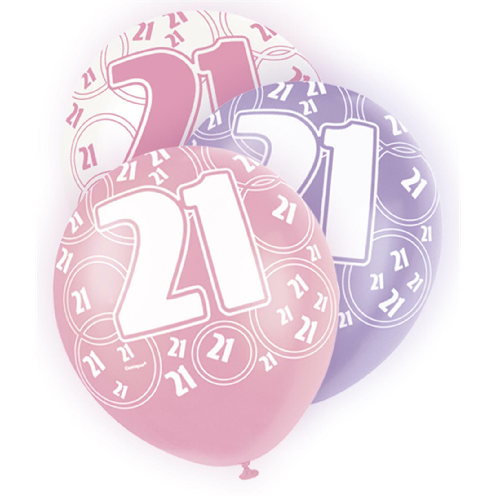 Glitz Pink 21st Birthday Balloons (Pack of 6)