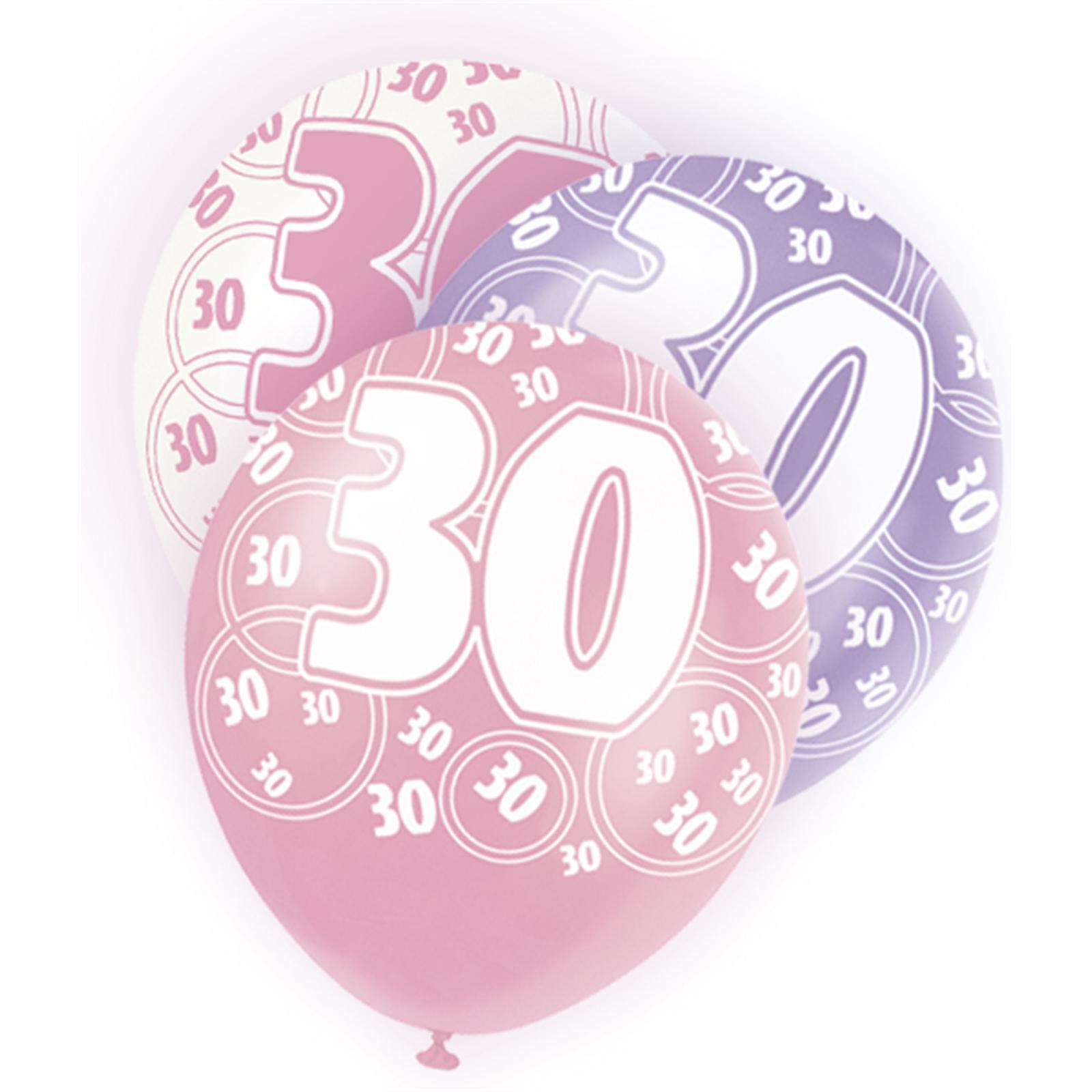 Glitz Pink 30th Birthday Balloons (Pack of 6)