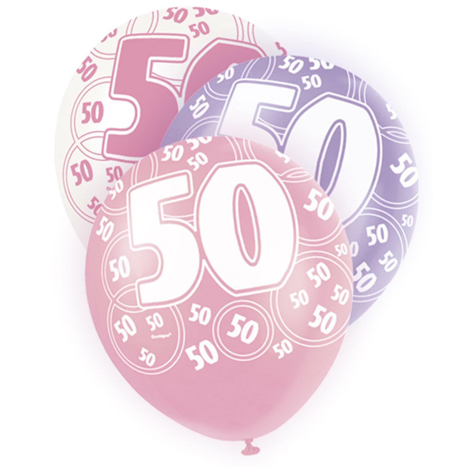 Glitz Pink 50th Birthday Balloons (Pack of 6)