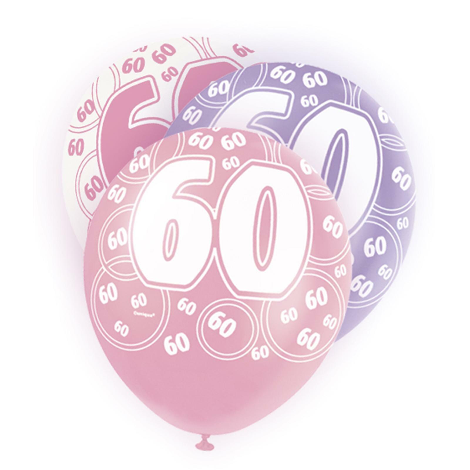 Glitz Pink 60th Birthday Balloons (Pack of 6)