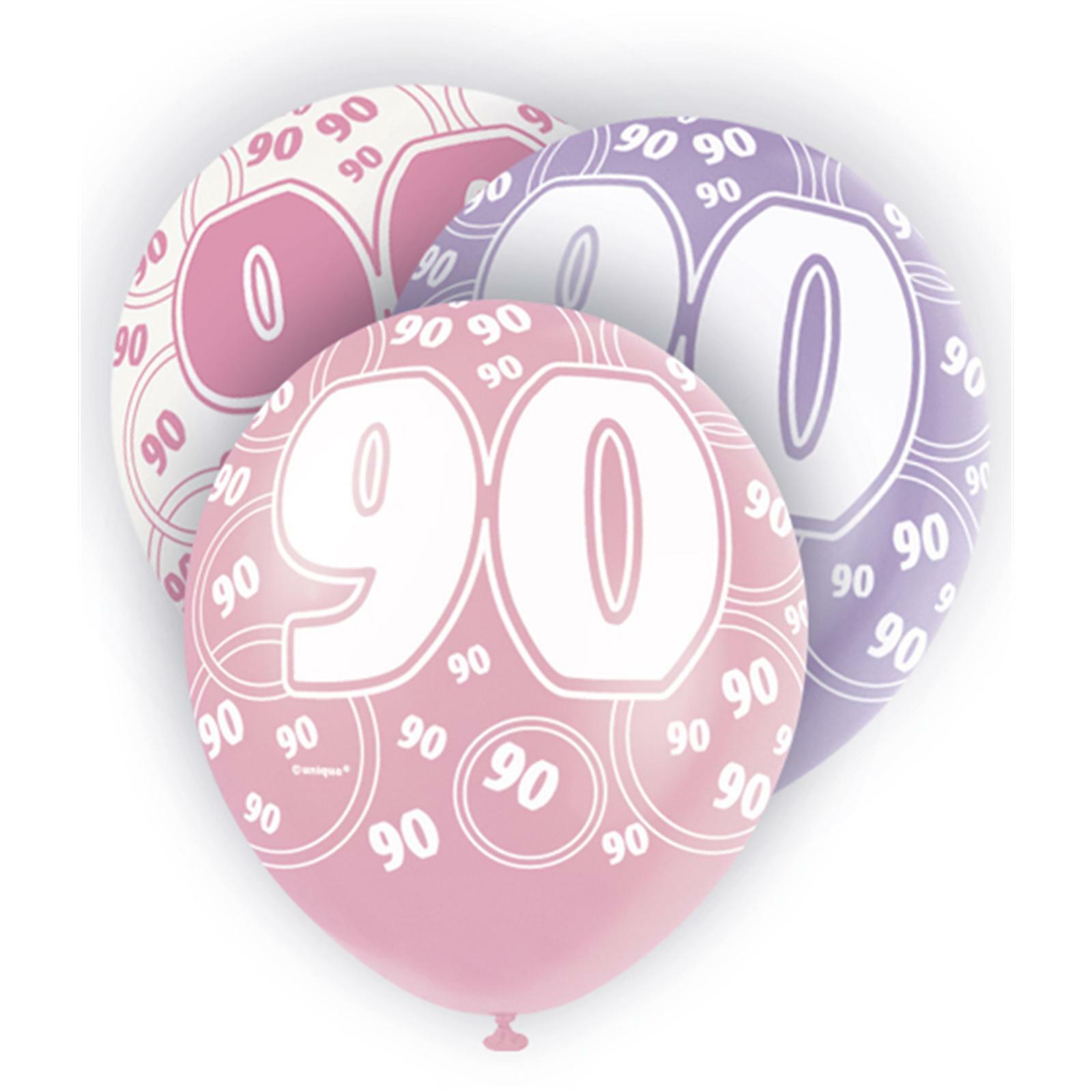 Glitz Pink 90th Birthday Balloons (Pack of 6)