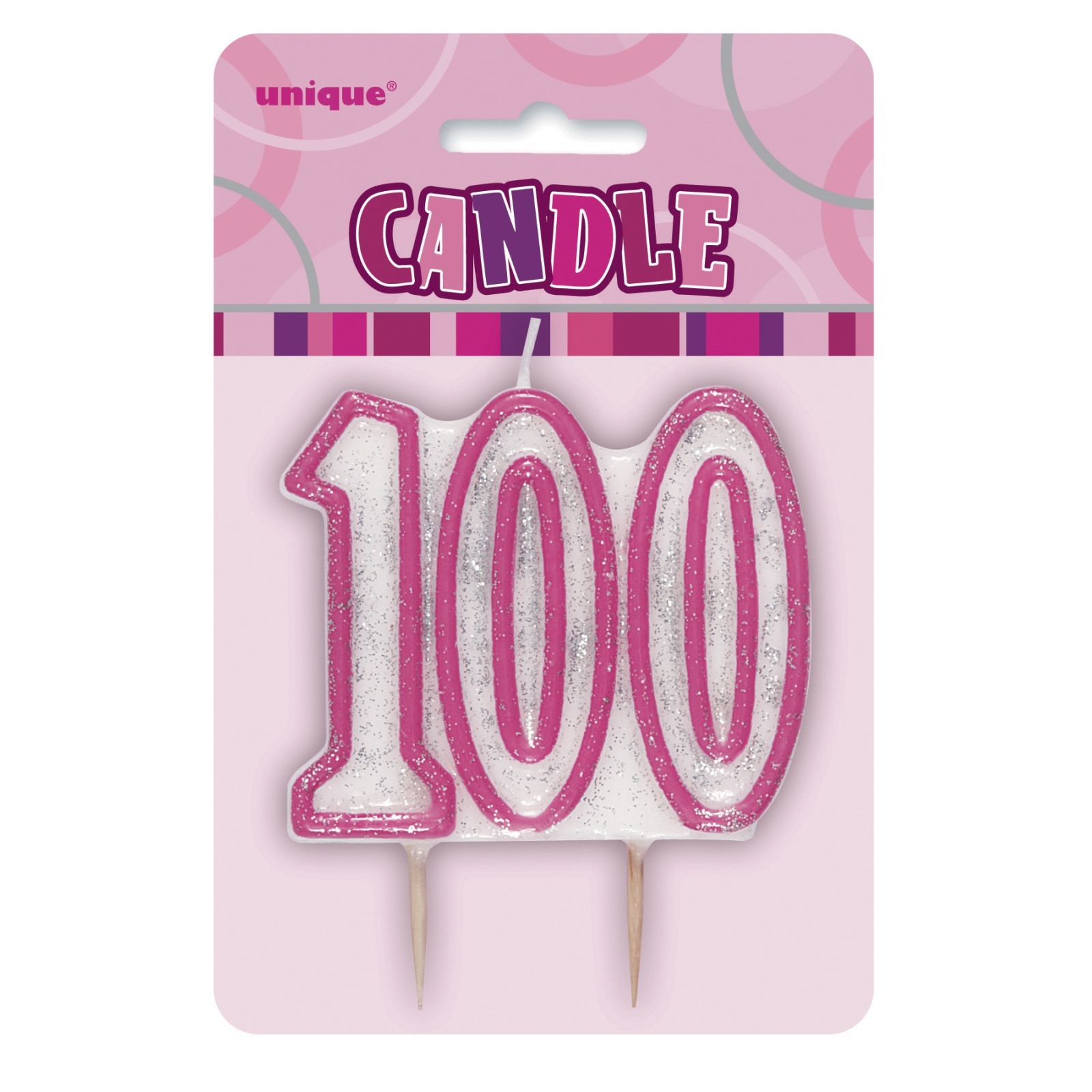 Glitz Pink 100th Birthday Candle