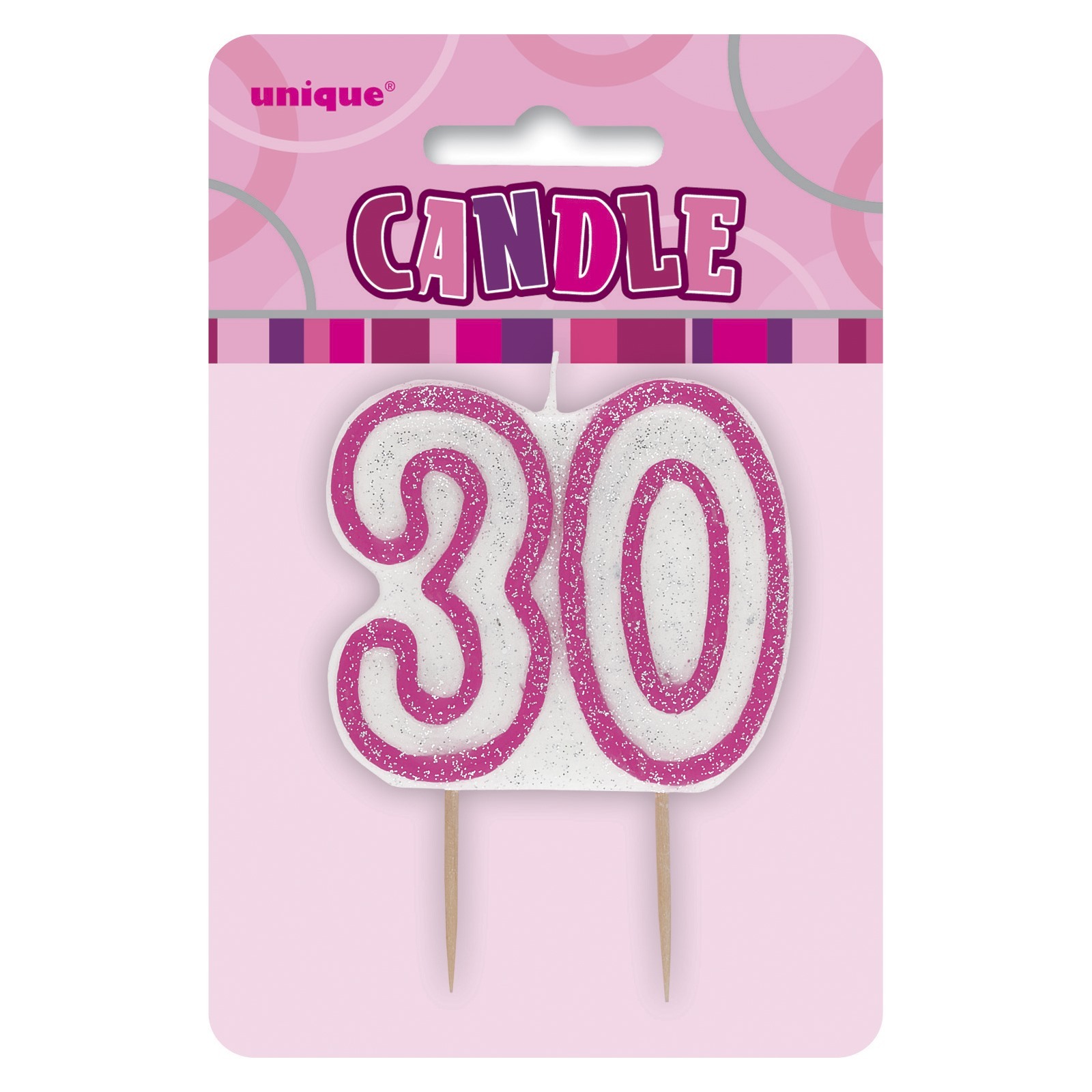 Glitz Pink 30th Birthday Candle