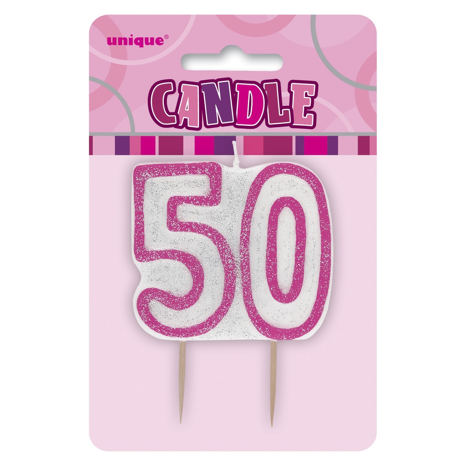 Glitz Pink 50th Birthday Candle
