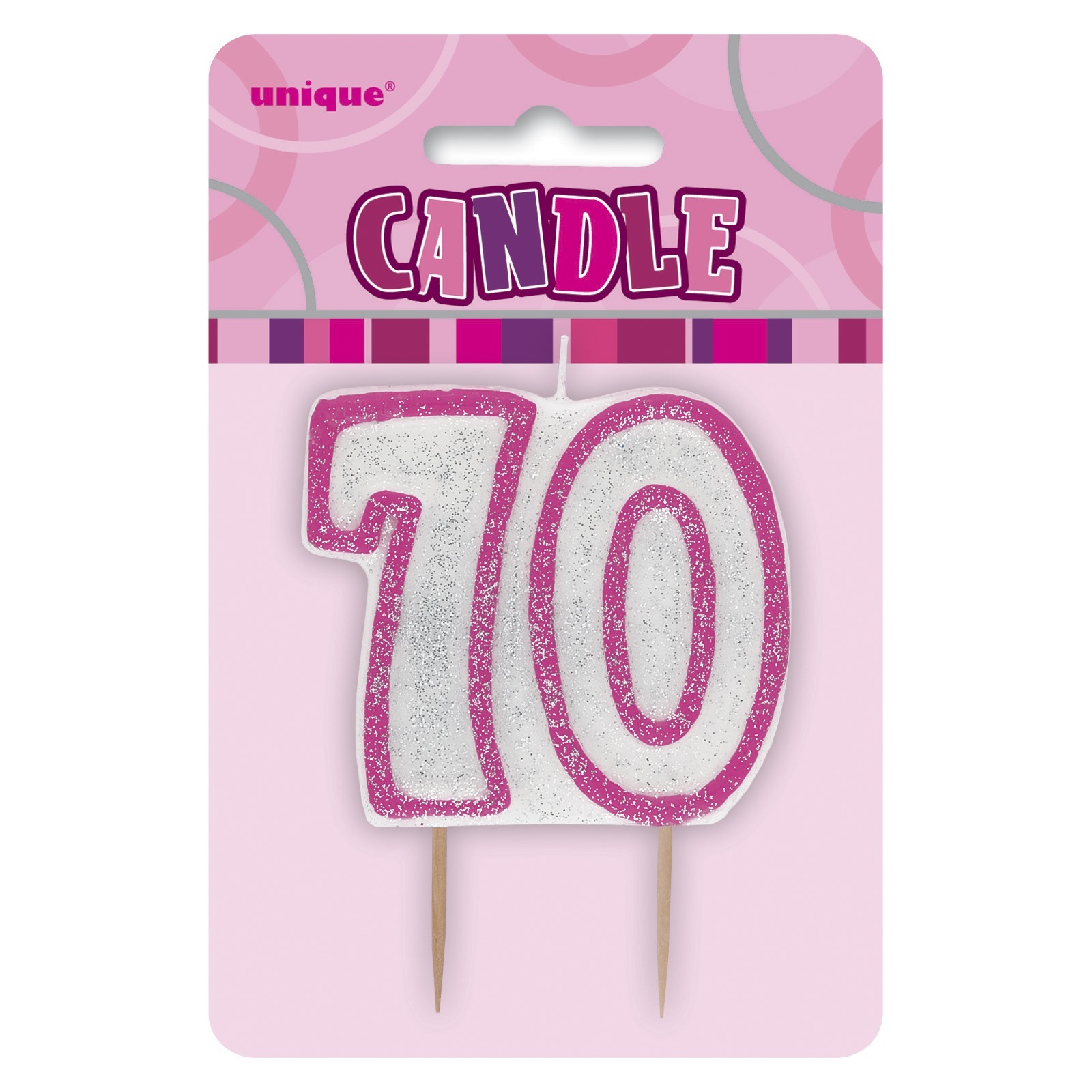 Glitz Pink 70th Birthday Candle