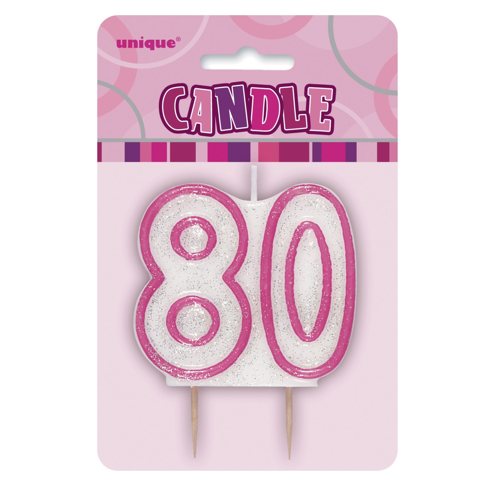 Glitz Pink 80th Birthday Candle