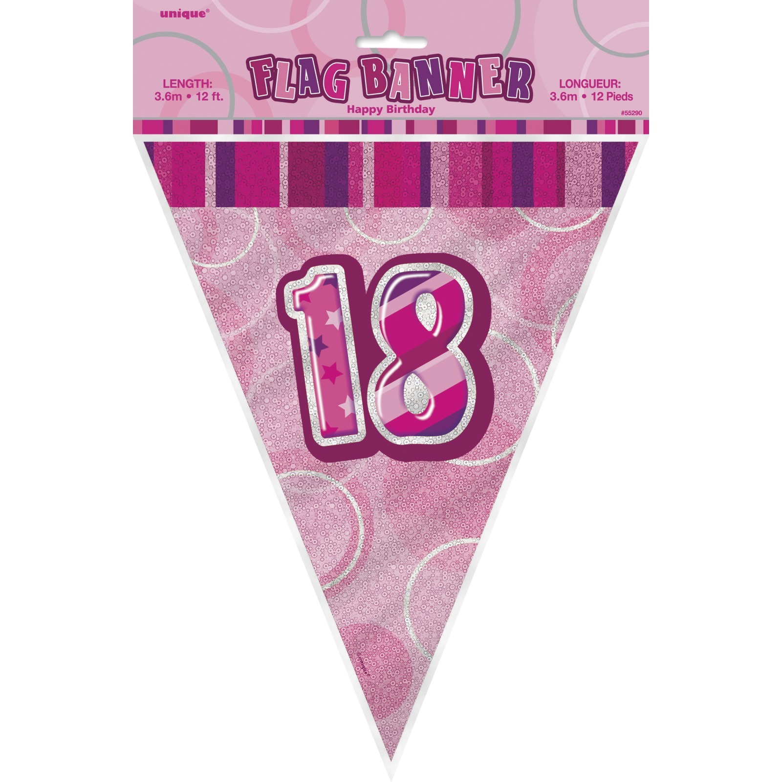 Glitz Pink 18th Birthday Flag Banner