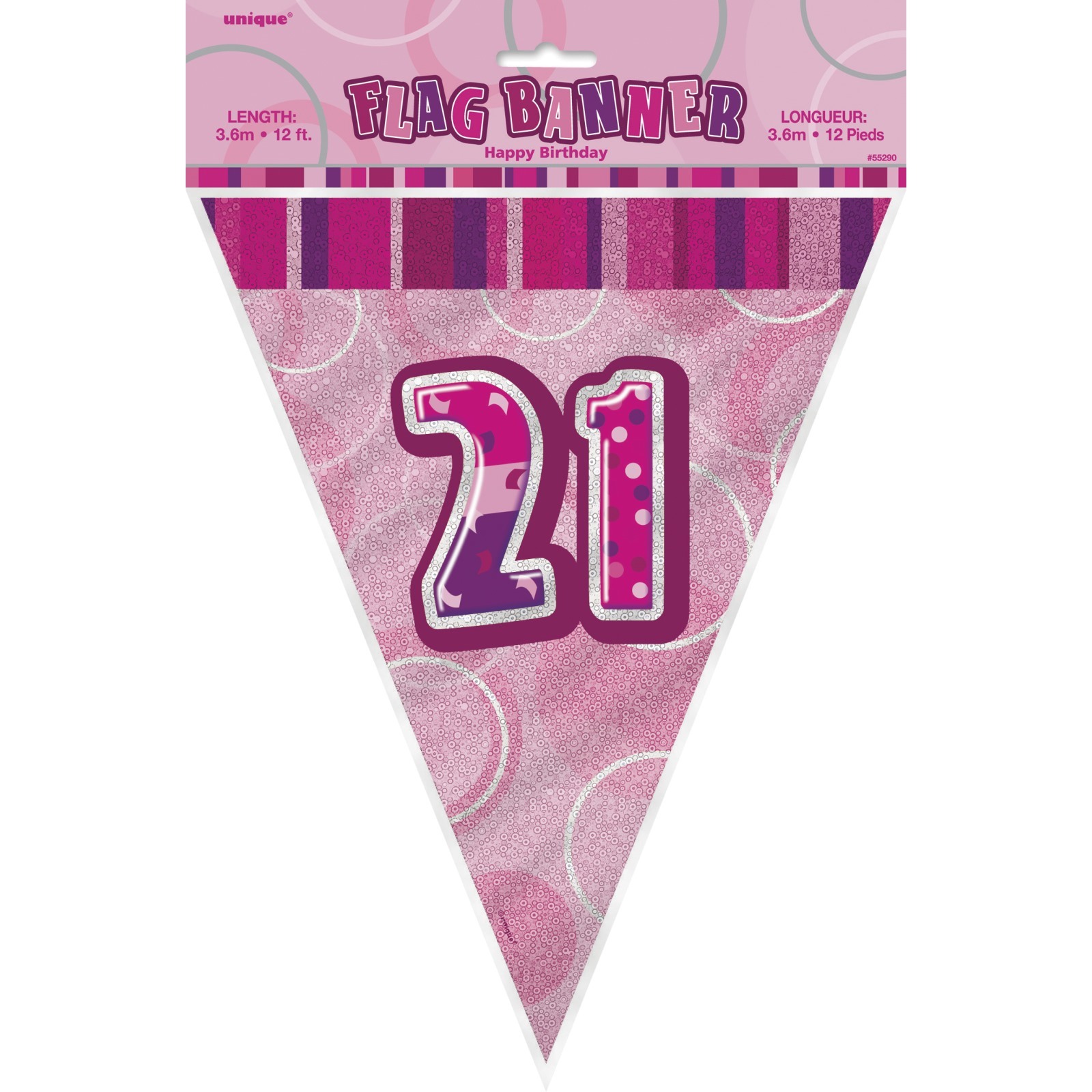 Glitz Pink 21st Birthday Flag Banner